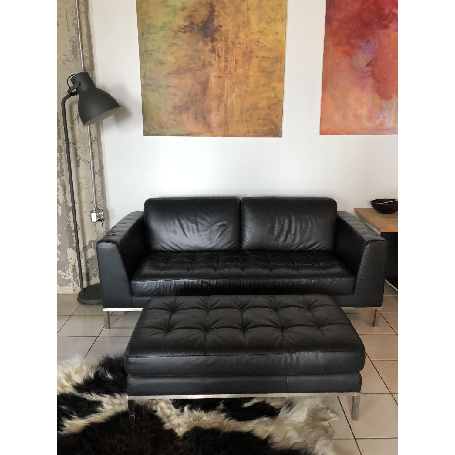 Italsofa Italian Leather Sofa & Ottoman - image-1