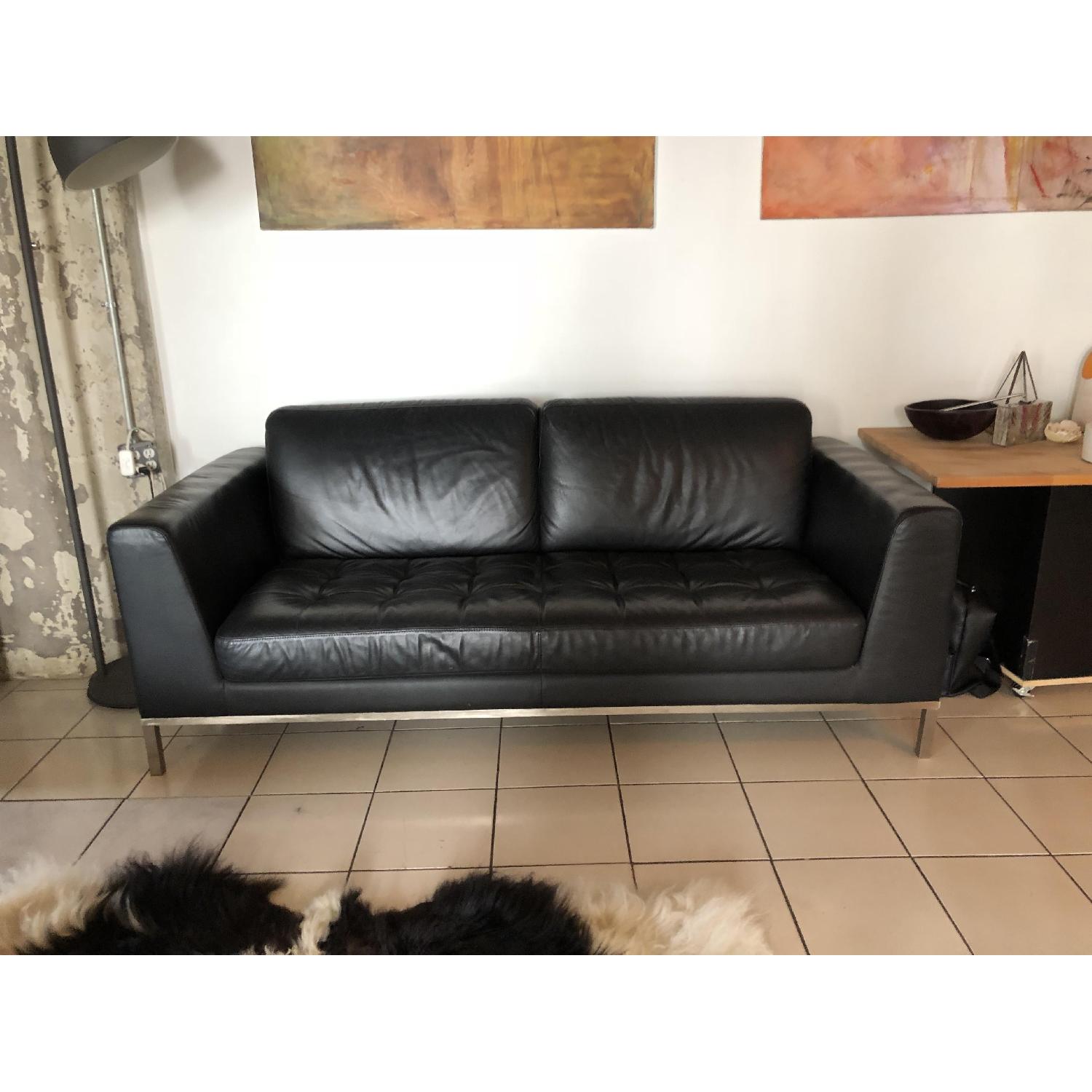 Italsofa Italian Leather Sofa & Ottoman - AptDeco
