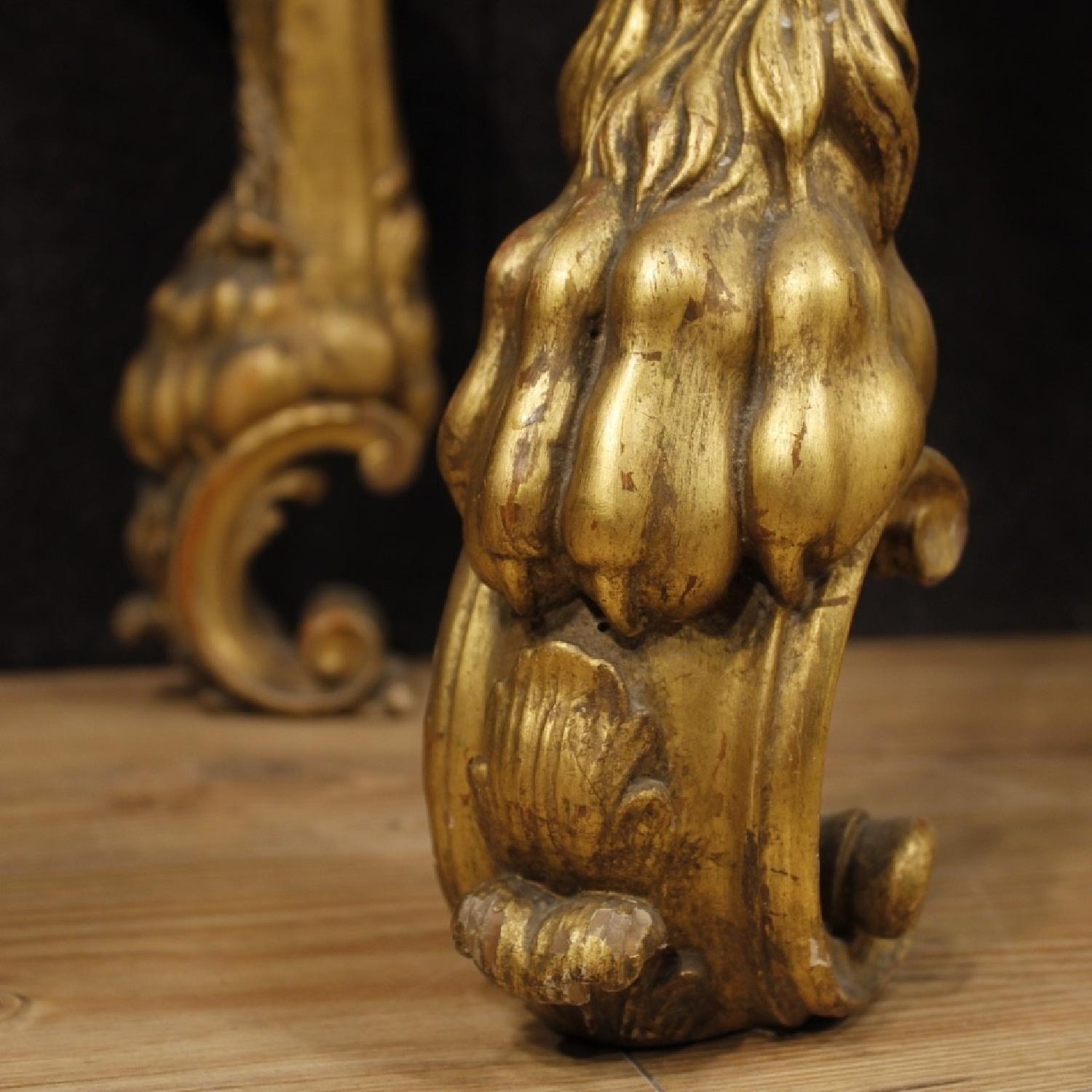 Louis XIV Style Italian Console Table In Golden Wood - image-1