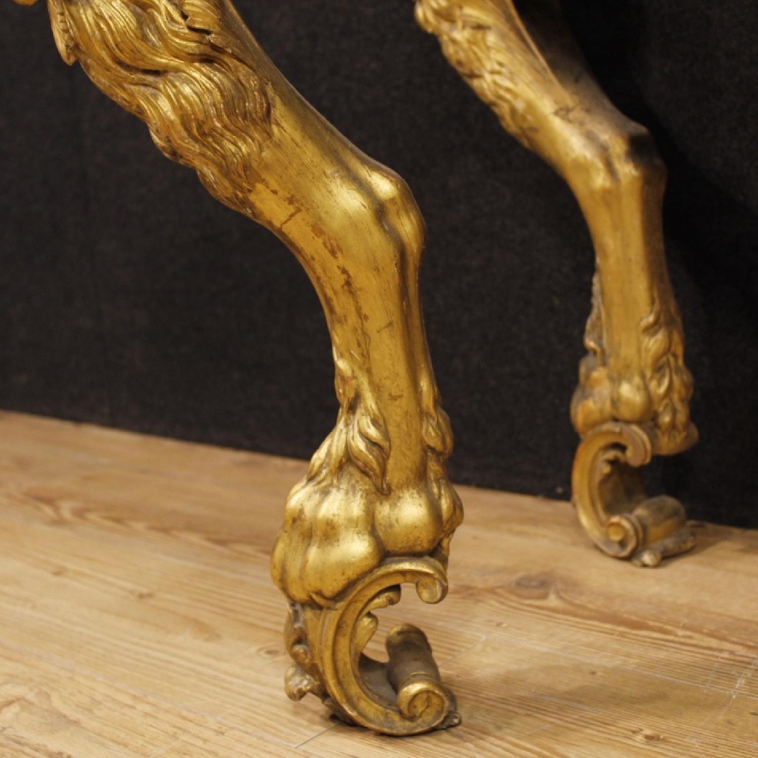 Louis XIV Style Italian Console Table In Golden Wood - image-2