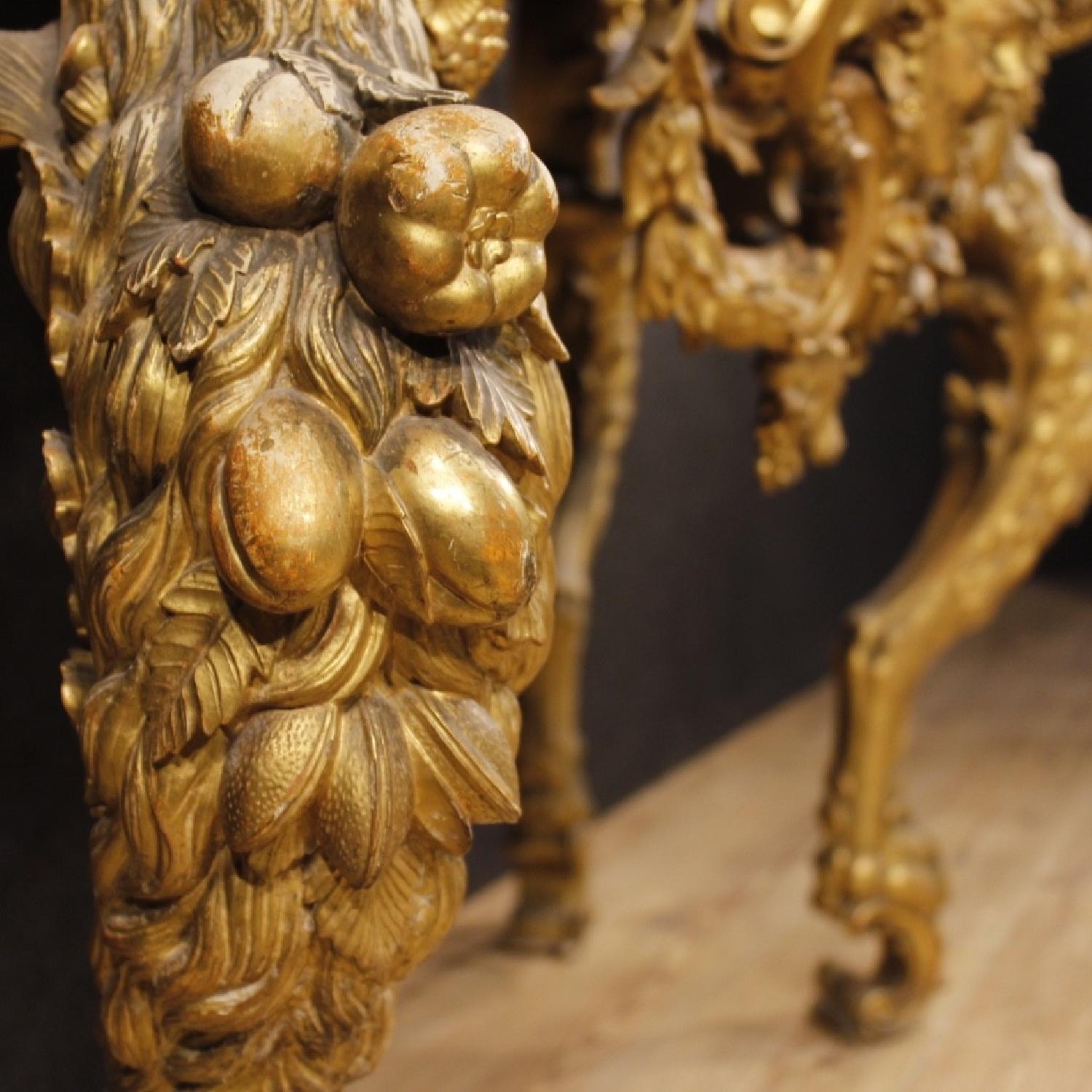 Louis XIV Style Italian Console Table In Golden Wood - image-8