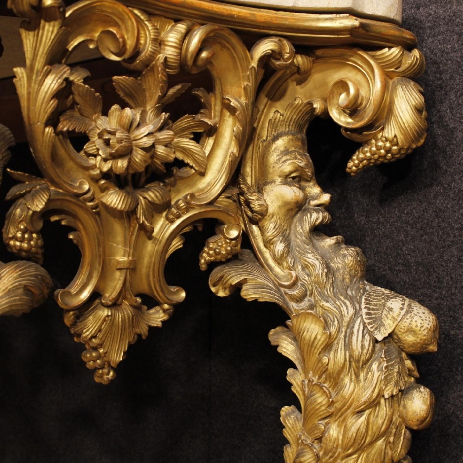 Louis XIV Style Italian Console Table In Golden Wood - image-10