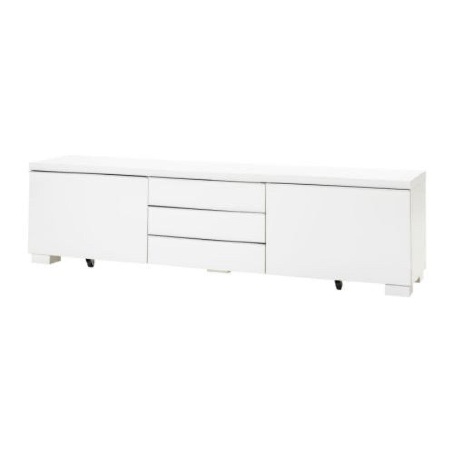 Ikea Besta Burs TV Stand in White High Gloss - AptDeco