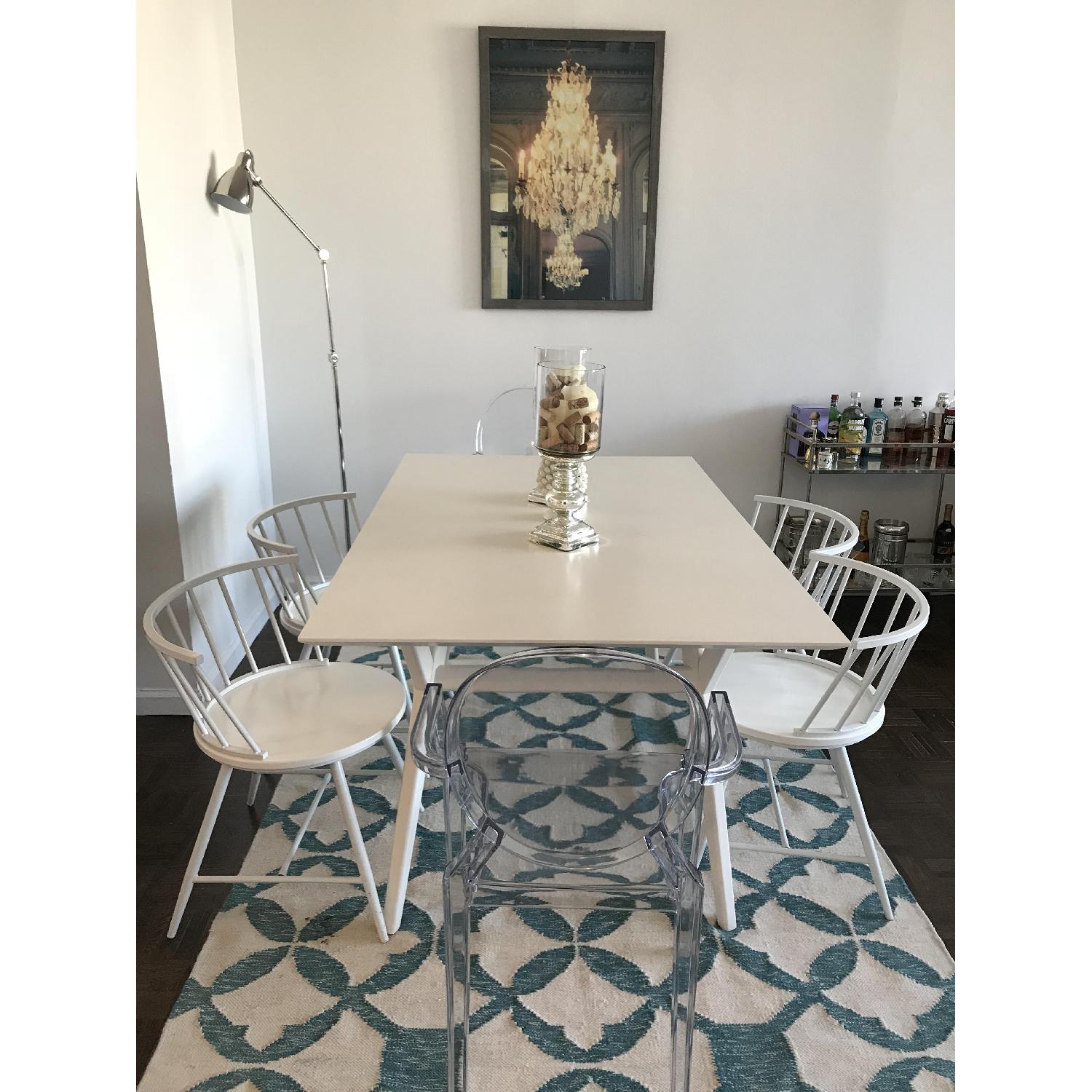West Elm Mid-Century Expandable White Dining Table - image-1