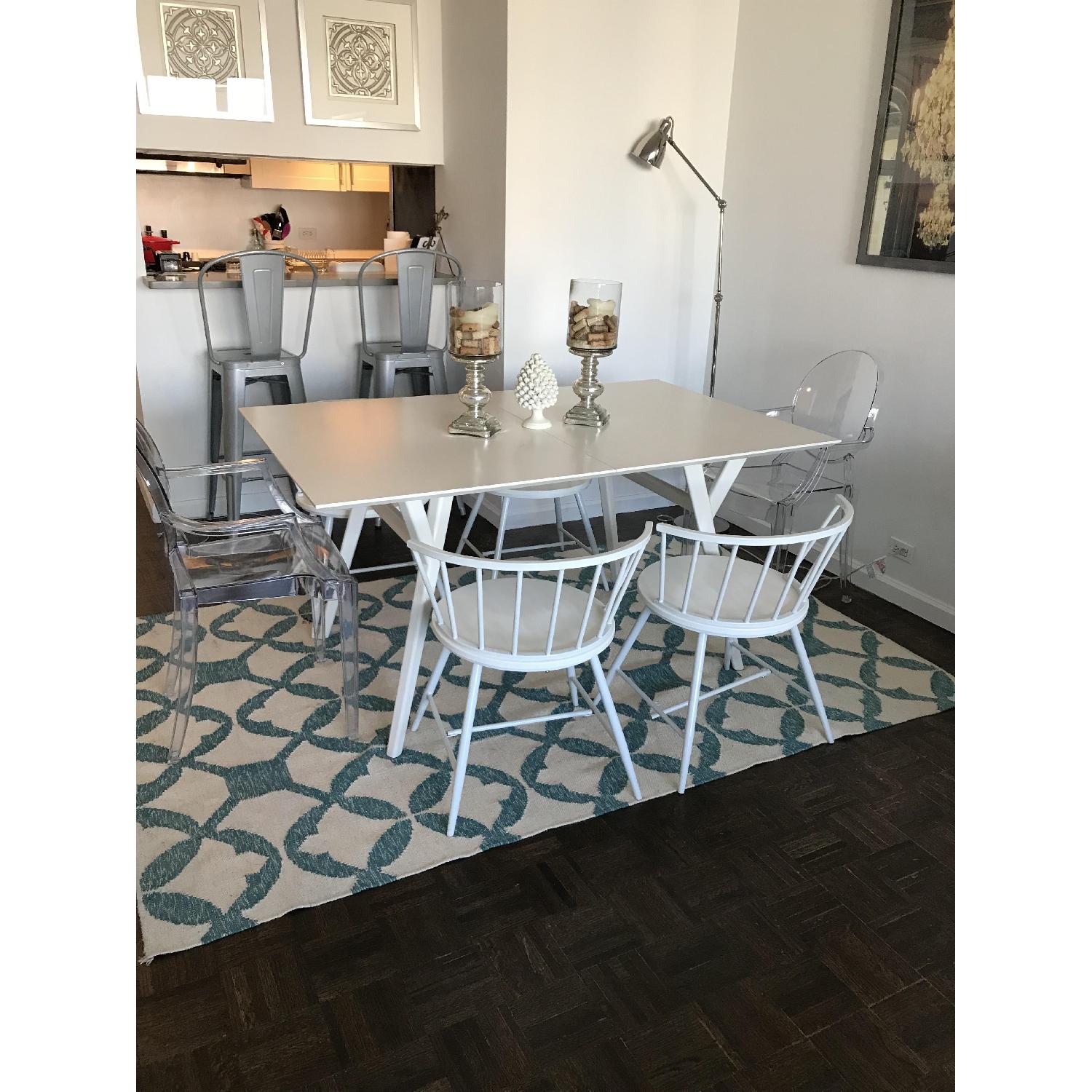 West Elm Mid-Century Expandable White Dining Table - image-2
