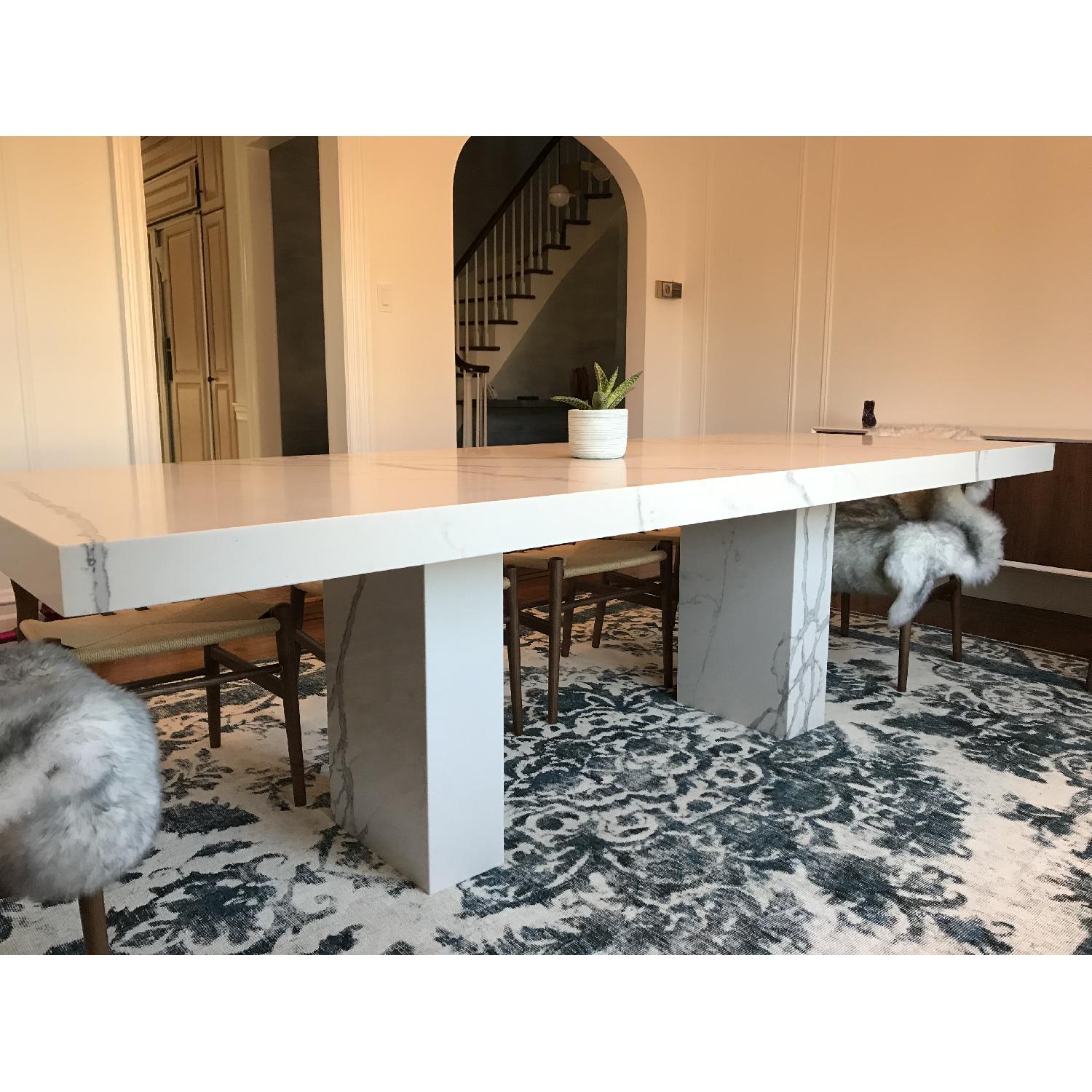 Custom Marble Quartz Slab Style Dining Table - image-6