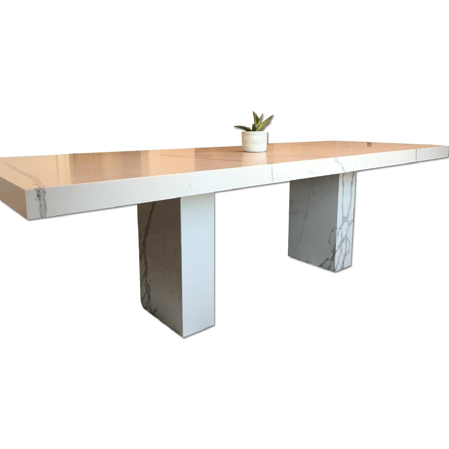 Custom Marble Quartz Slab Style Dining Table - image-0