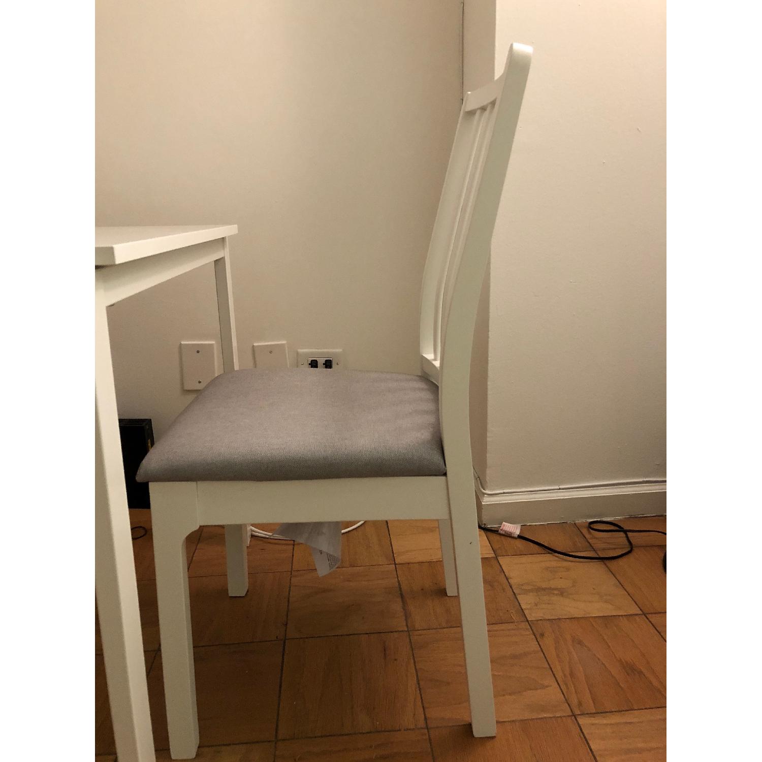 Ikea White Dining Table w/ 2 Upholstered Chairs - image-3