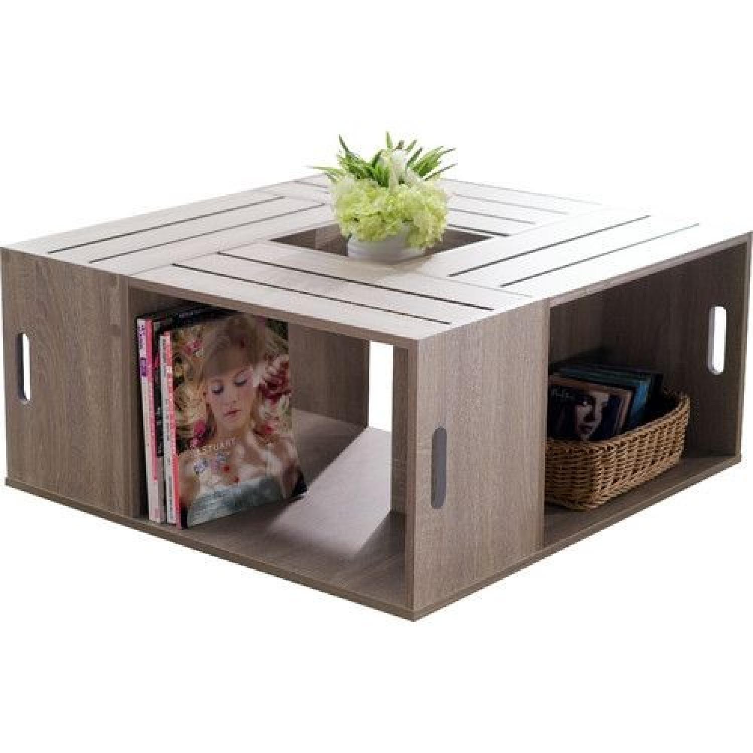 Furniture of America The Crate Coffee Table w/ Open Shelf - image-0