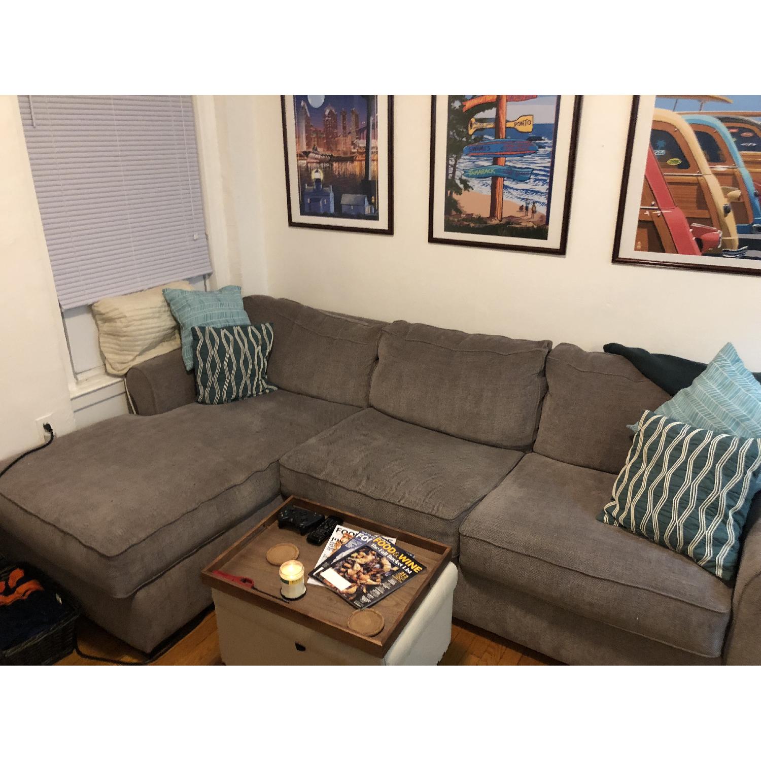 Raymour & Flanigan Kipling Grey Sectional Sofa w/ Chaise - image-1