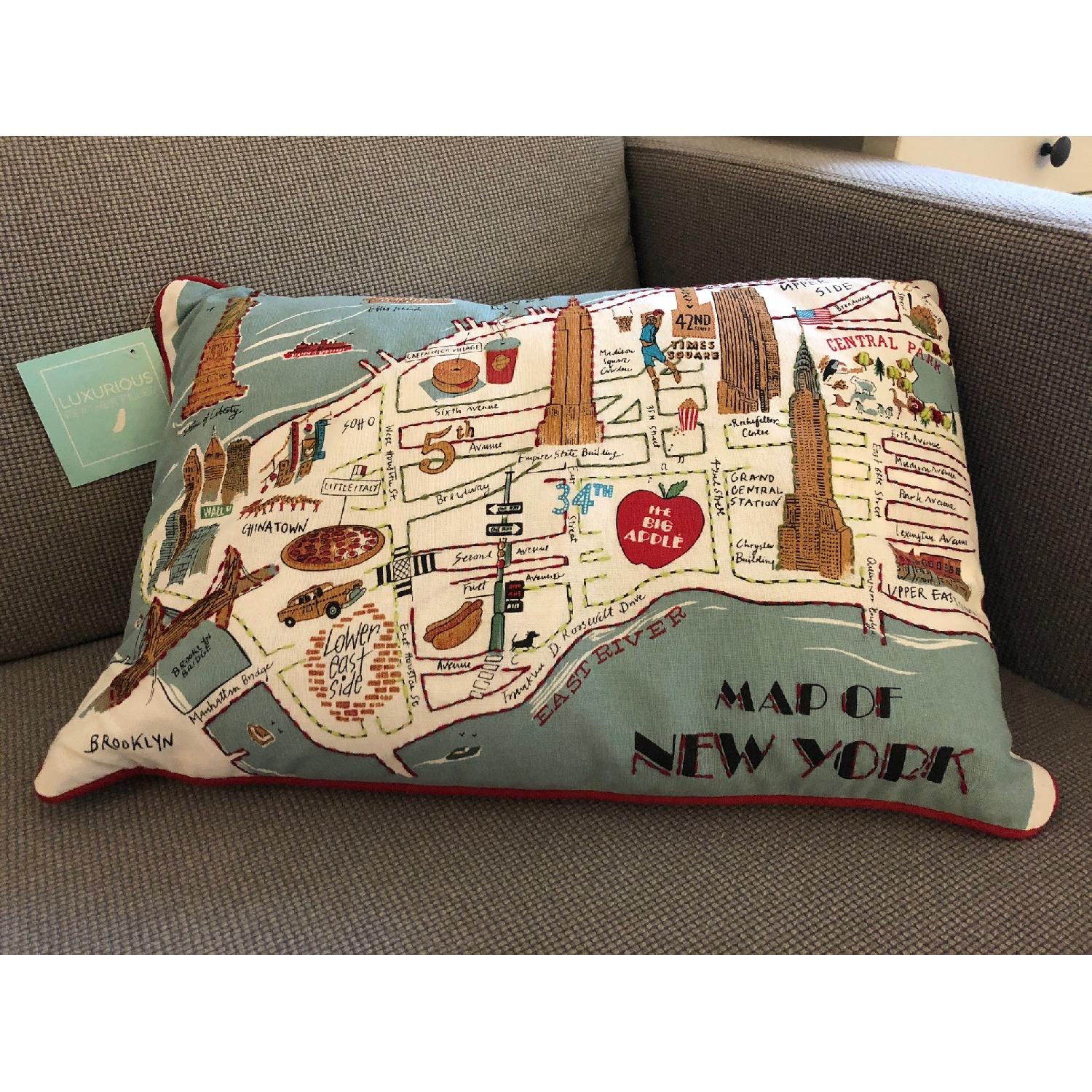 TJ Maxx Map of New York Feather-Filled Pillow - image-3