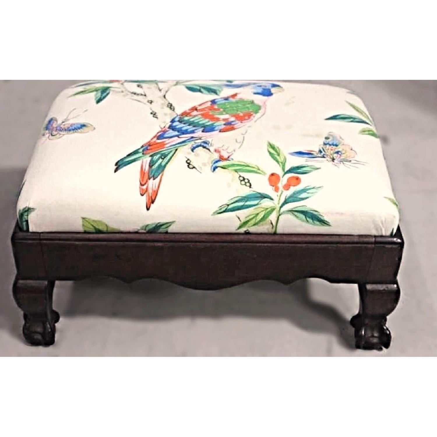 Parrot Exotic Upholstered Wingback Armchair & Ottoman - image-1