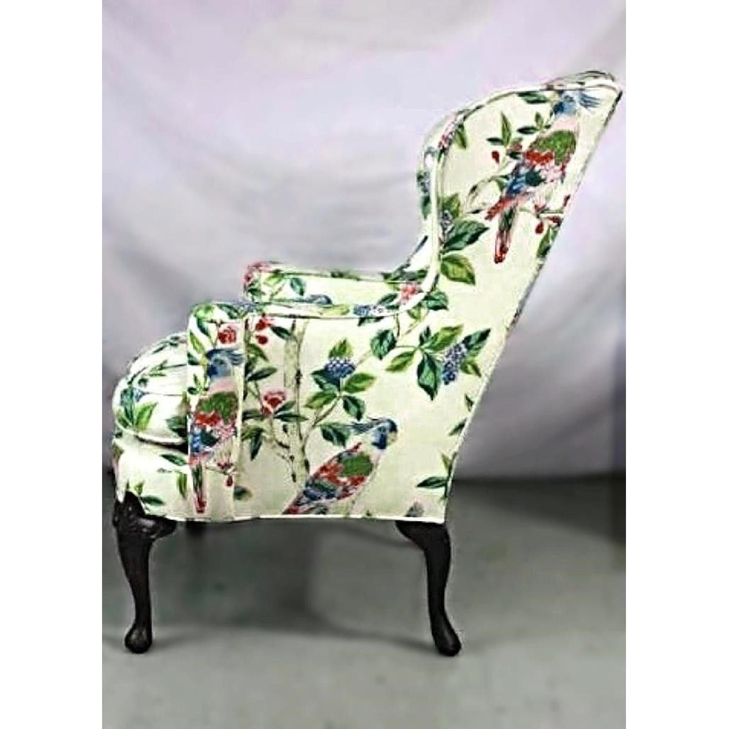 Parrot Exotic Upholstered Wingback Armchair & Ottoman - image-3
