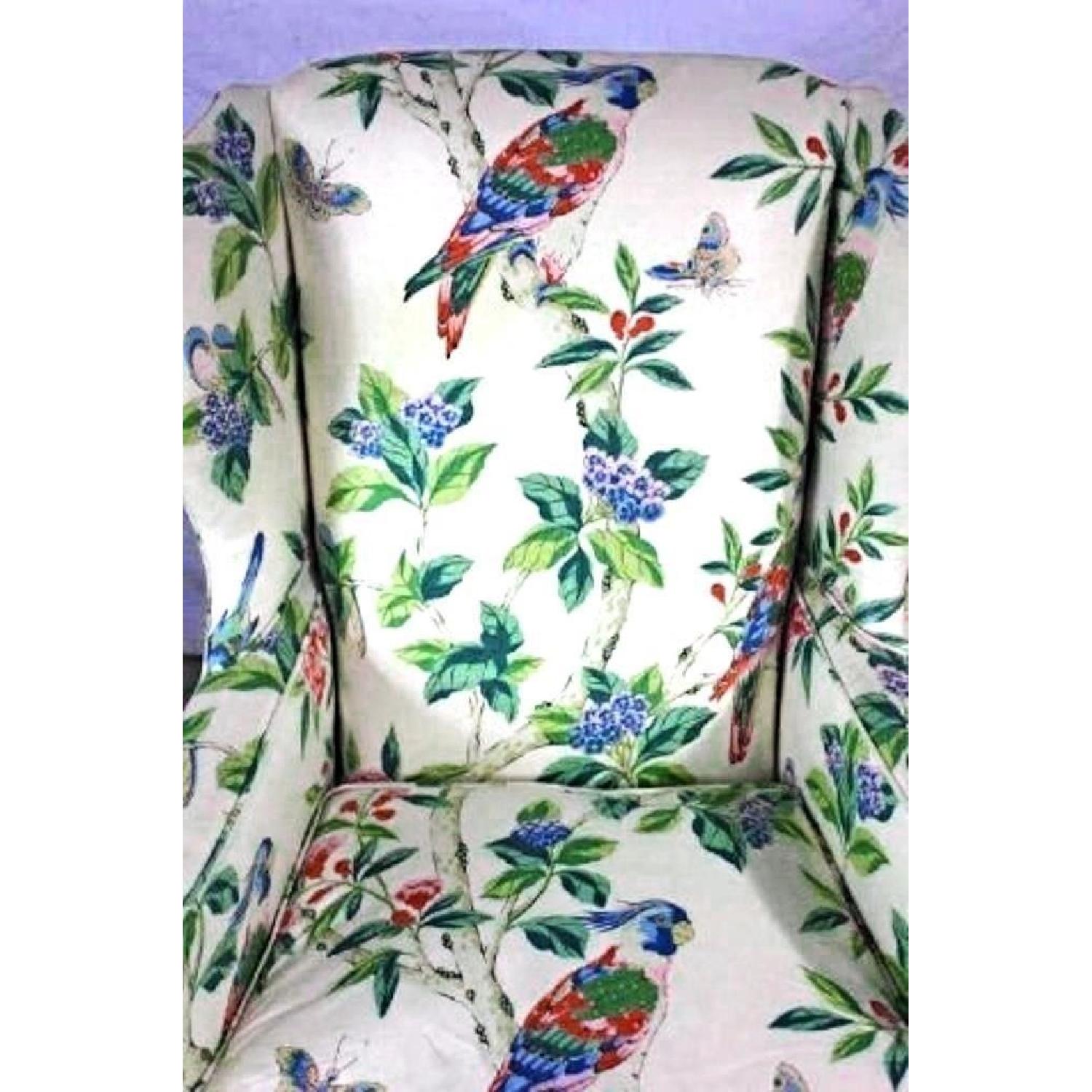 Parrot Exotic Upholstered Wingback Armchair & Ottoman - image-4