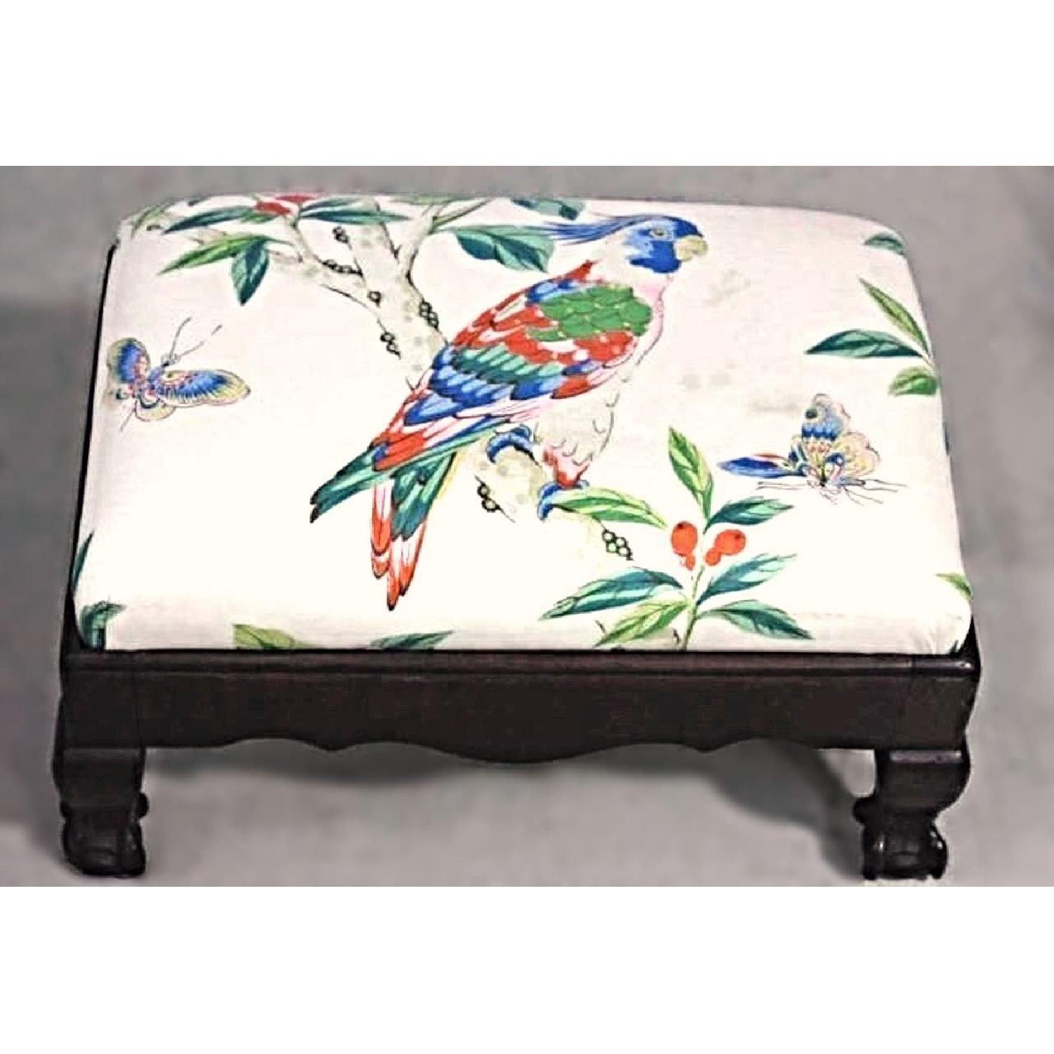 Parrot Exotic Upholstered Wingback Armchair & Ottoman - image-6