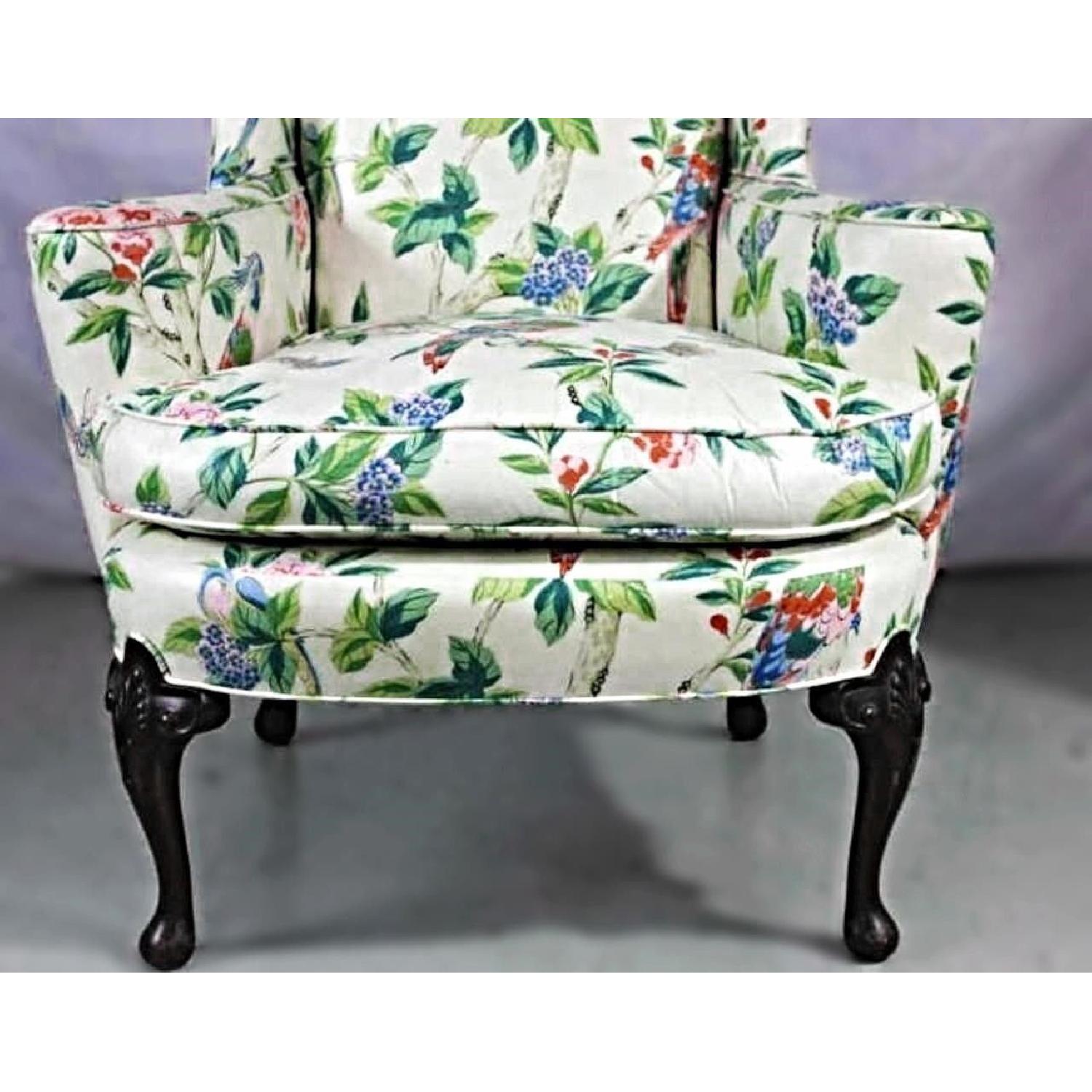 Parrot Exotic Upholstered Wingback Armchair & Ottoman - image-7