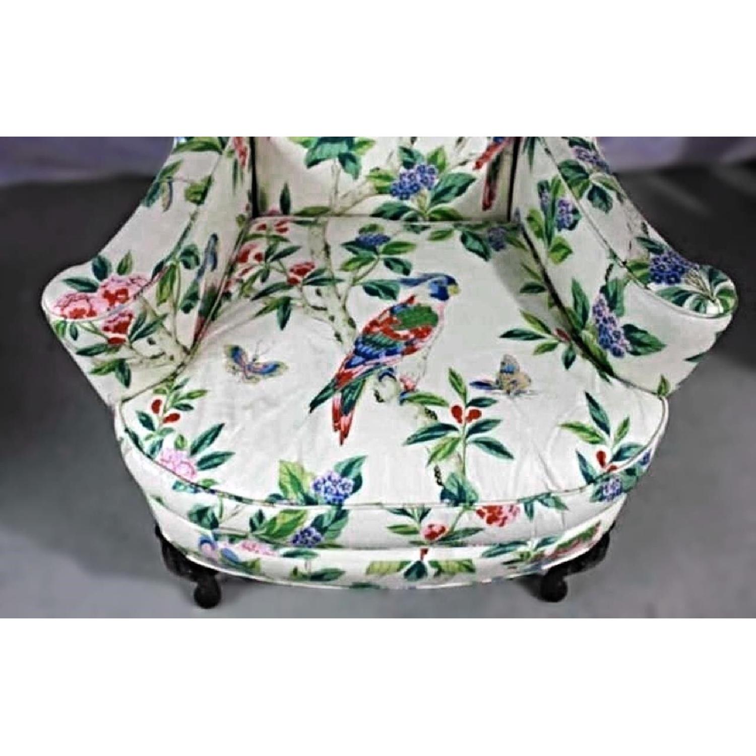 Parrot Exotic Upholstered Wingback Armchair & Ottoman - image-8