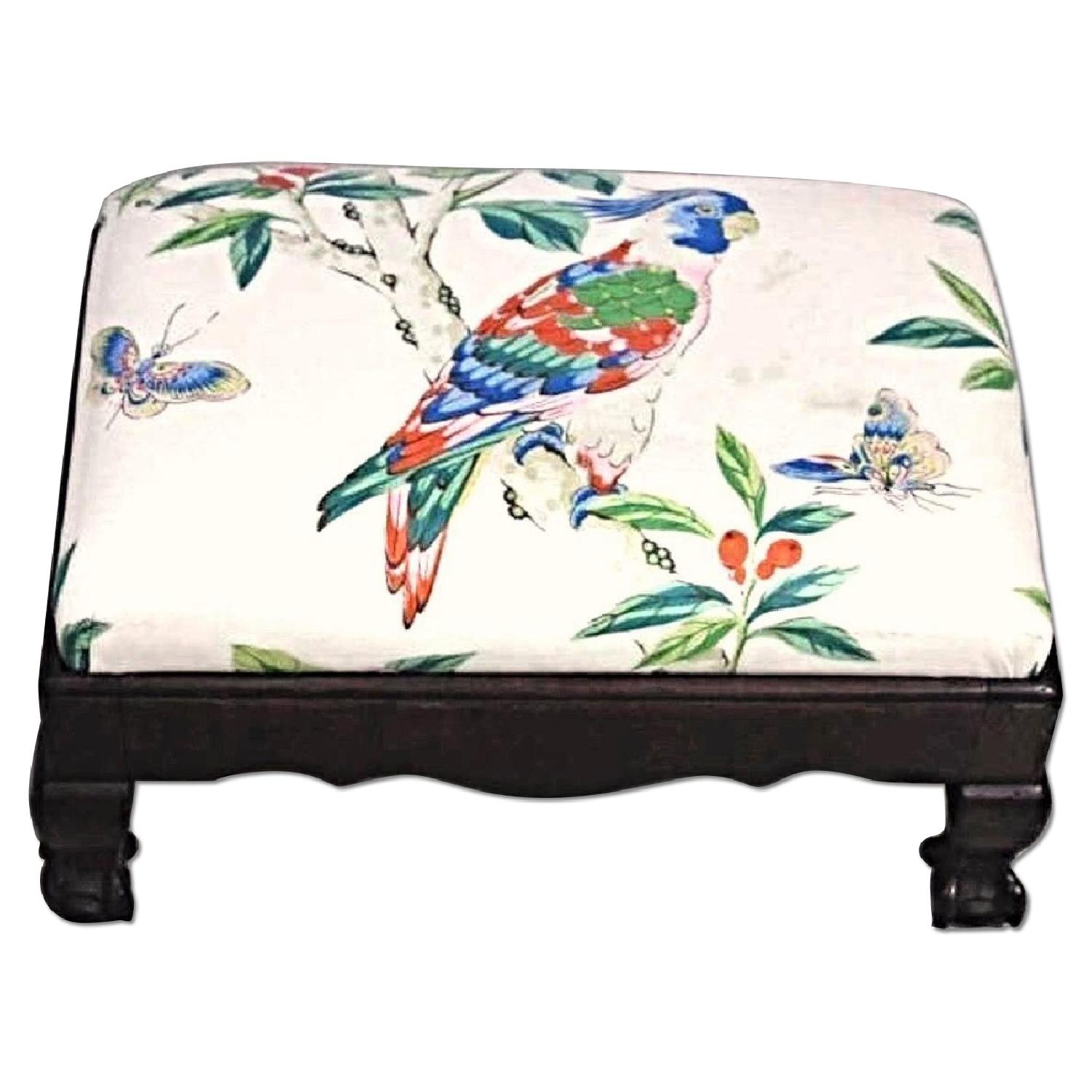 Parrot Exotic Upholstered Wingback Armchair & Ottoman - image-10