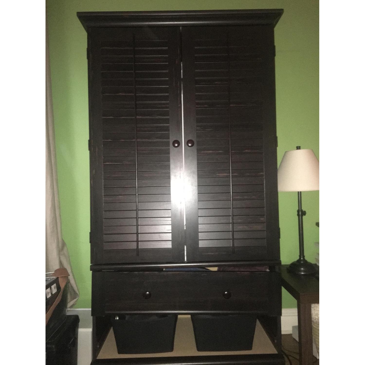 Dark Brown Wooden Armoire/Wardrobe - image-2
