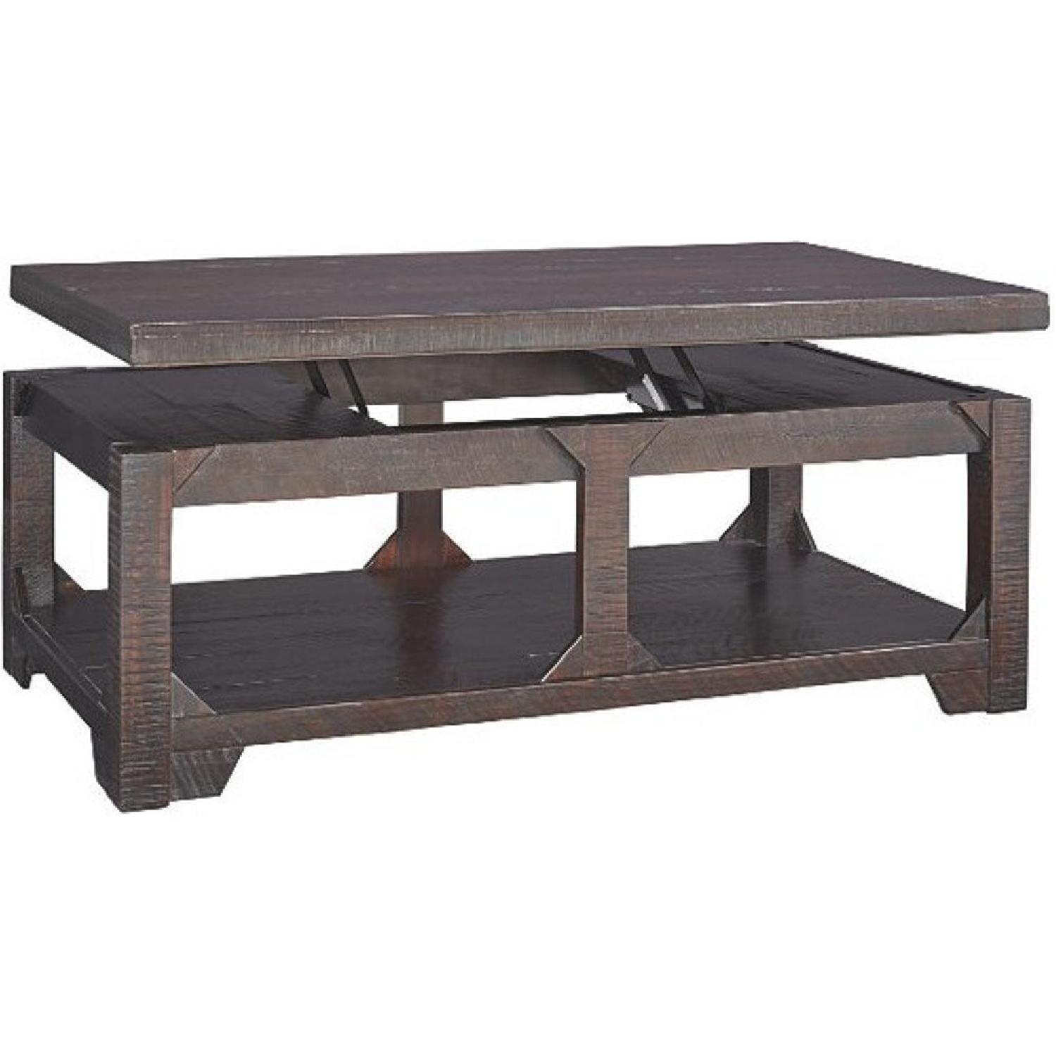 Ashley Furniture Rogness Rustic Brown Lift Top Coffee Table - image-1