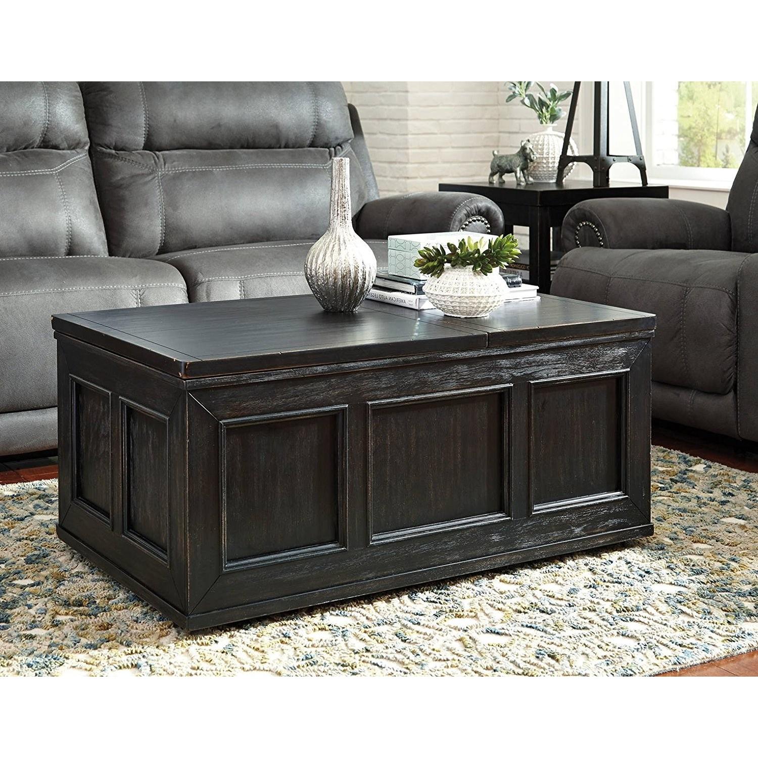 Ashley Furniture Gavelston Black Lift Top Coffee Table - image-1