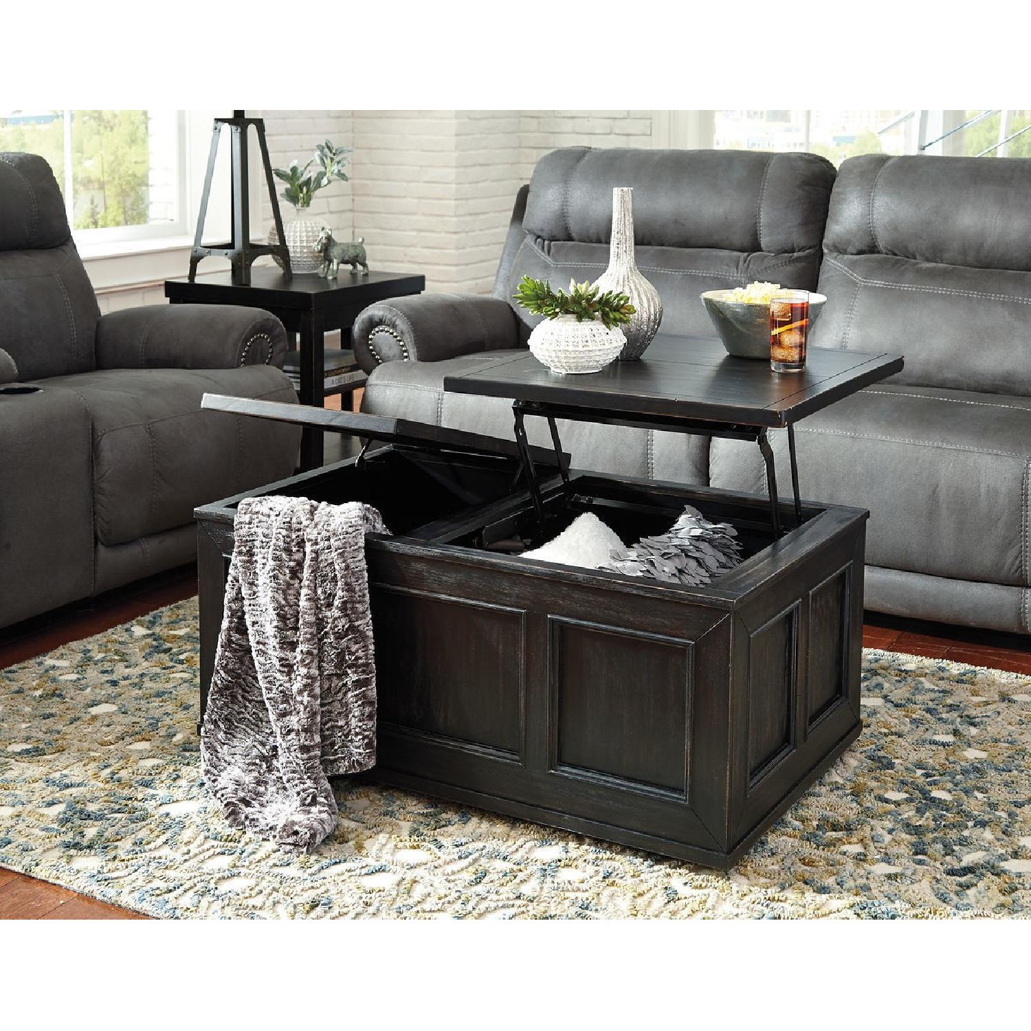 Ashley Furniture Gavelston Black Lift Top Coffee Table - image-2