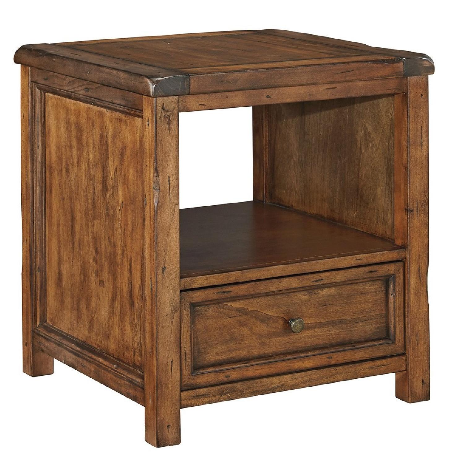 Ashley Furniture Tamonie Medium Brown Square End Table - image-1