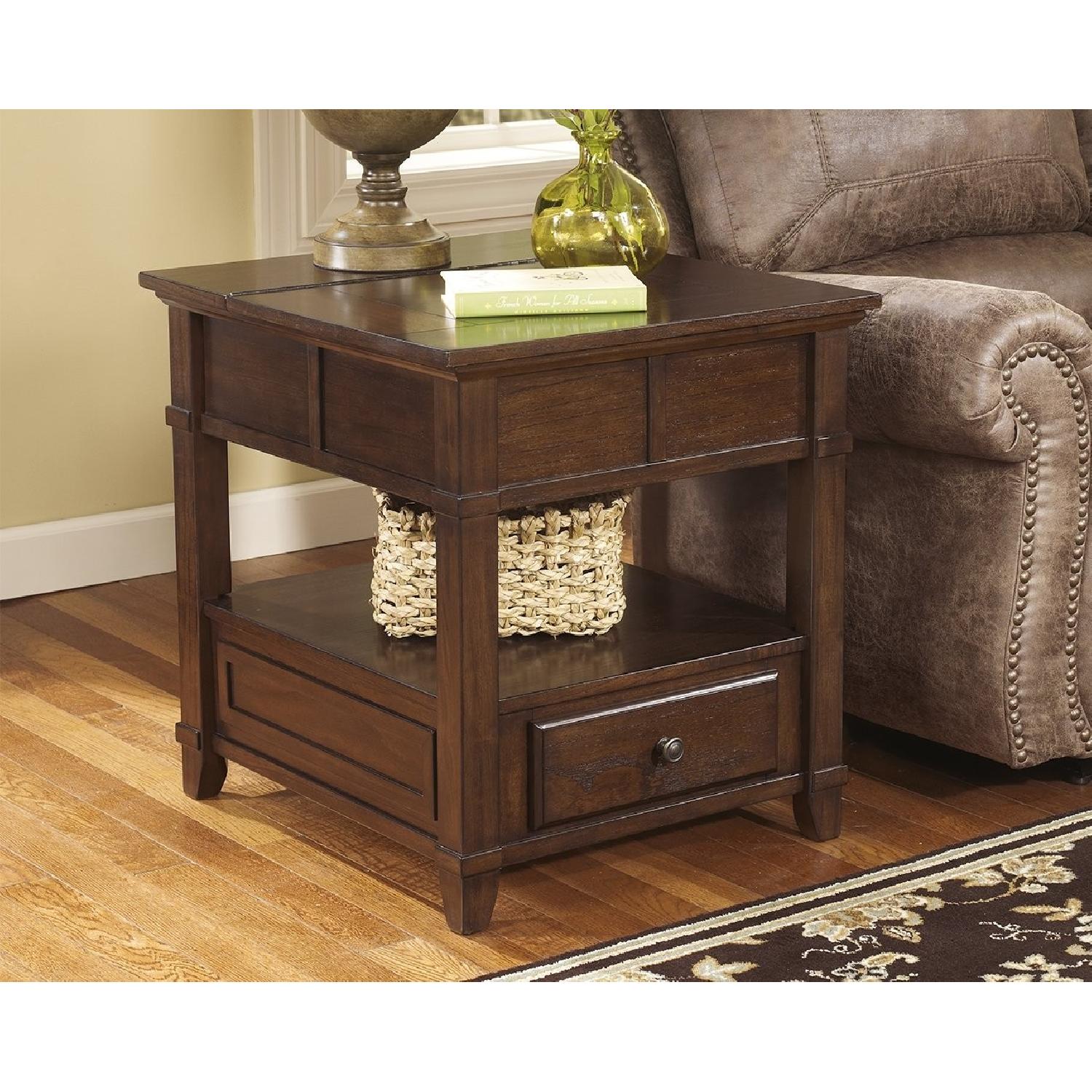 Ashley Furniture Gately Medium Brown Rectangular End Table - image-1