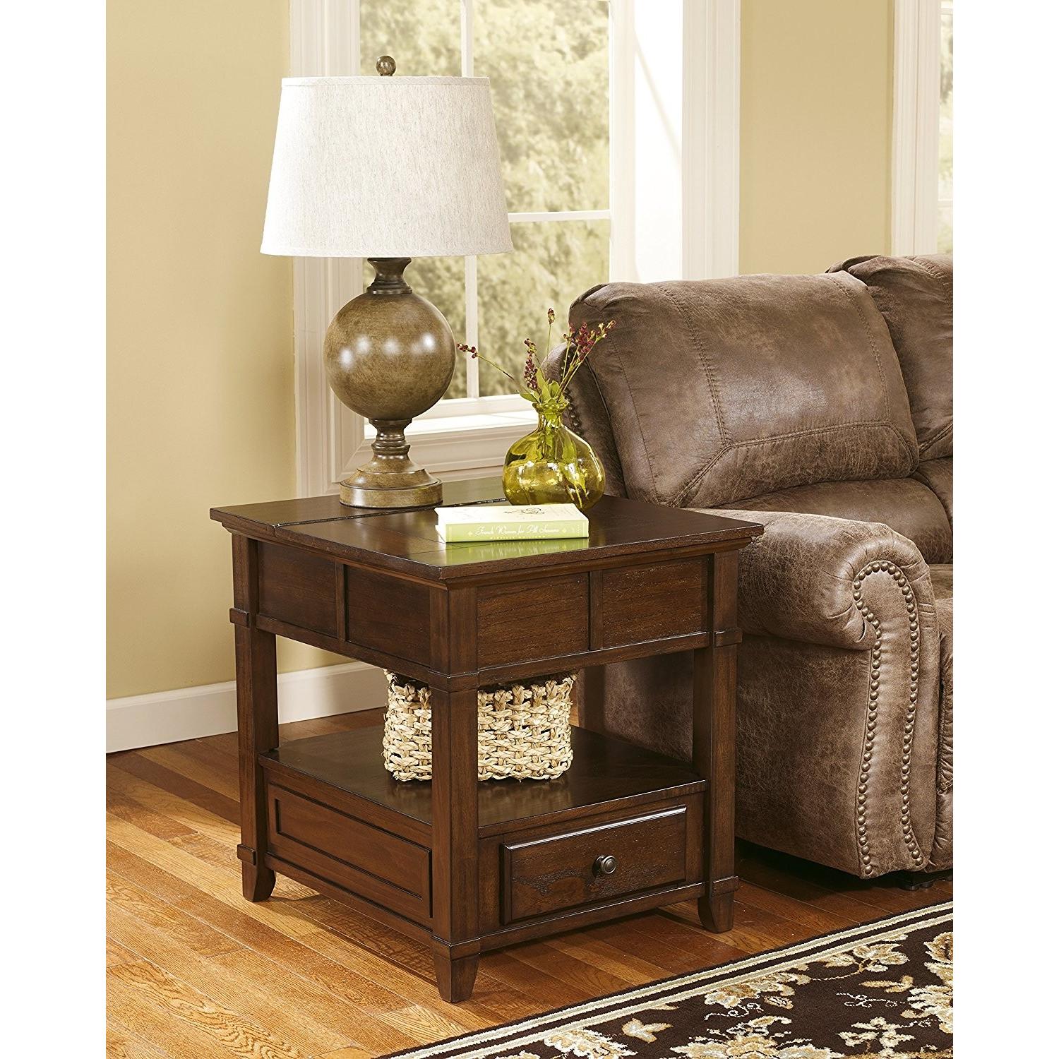 Ashley Furniture Gately Medium Brown Rectangular End Table - image-2