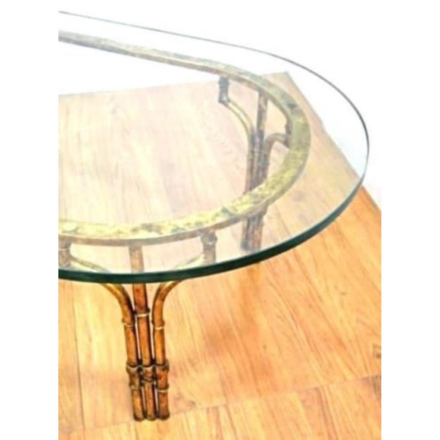 Faux Bamboo Mid Century Modern Oval Glass Top Coffee Table - image-4