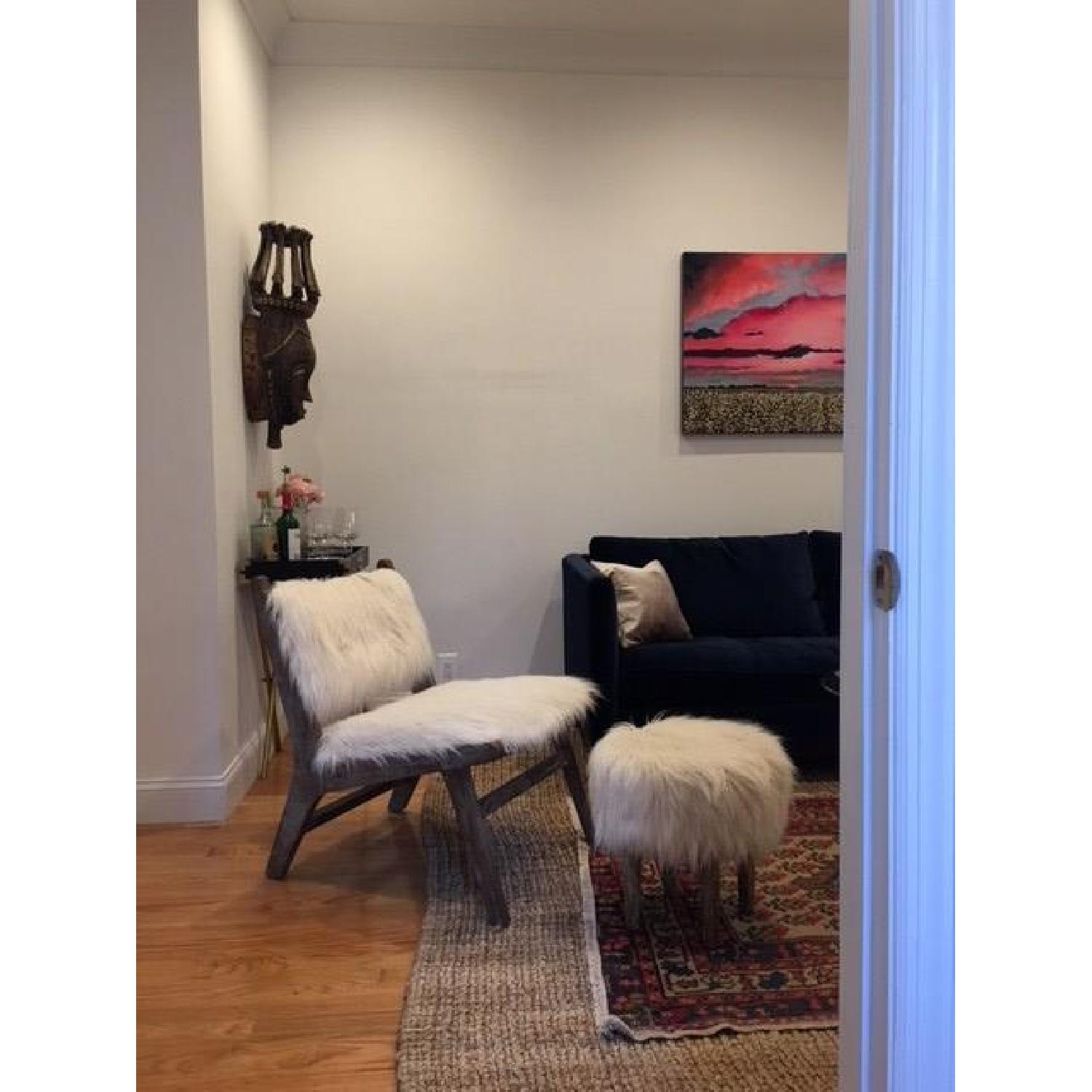 World Market Ivory Faux Flokati Stool - image-2