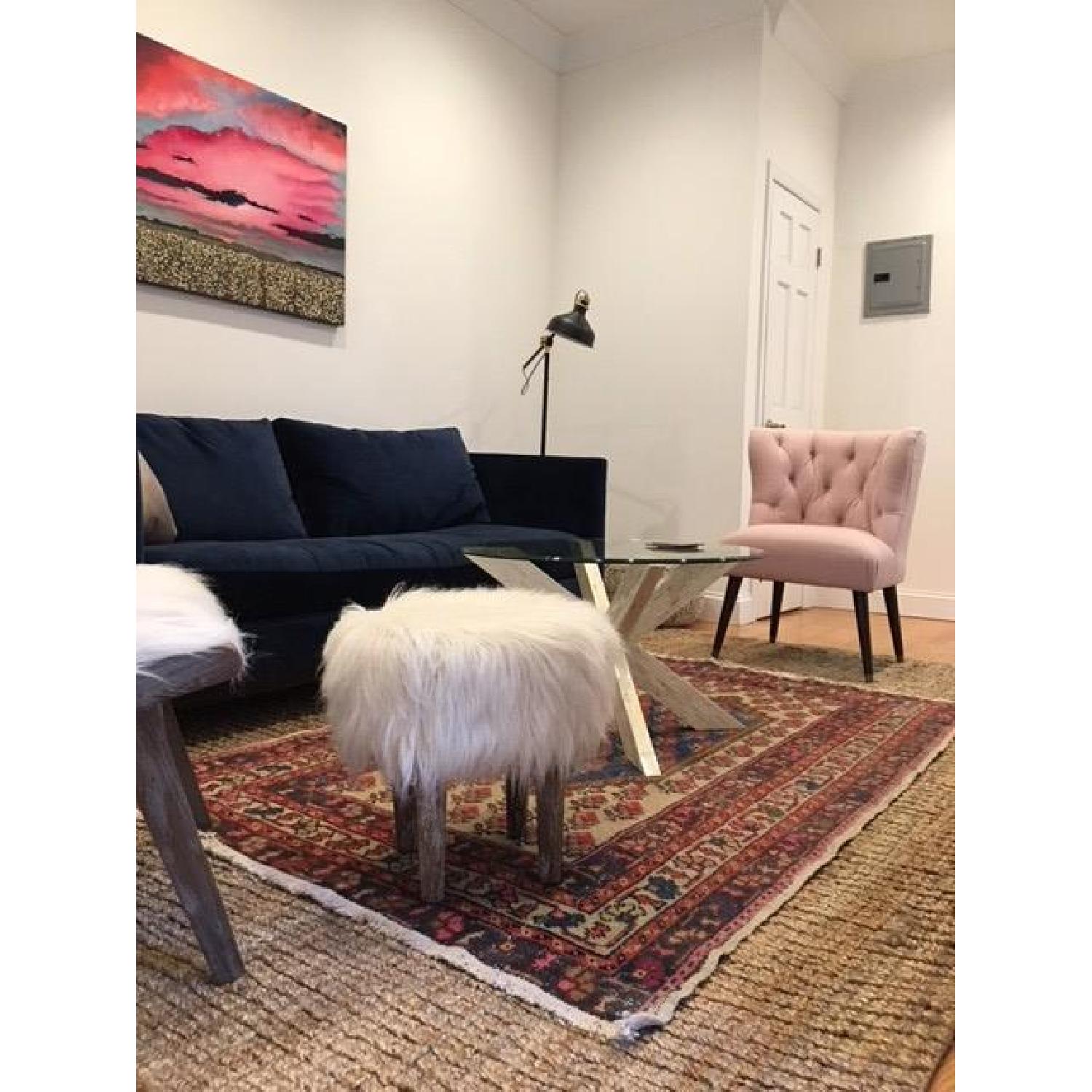 World Market Ivory Faux Flokati Stool - image-3