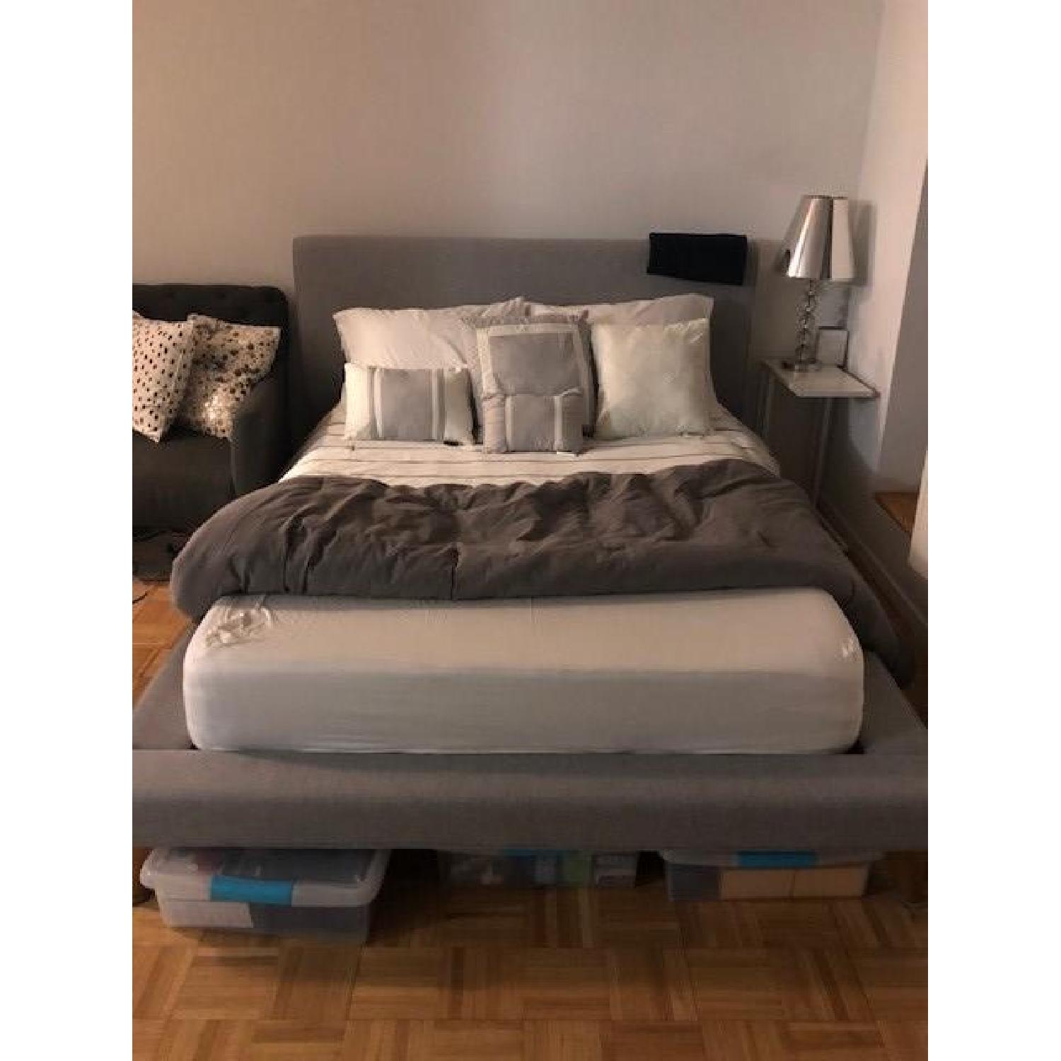 West Elm Mod Upholstered Bed in Grey - image-1