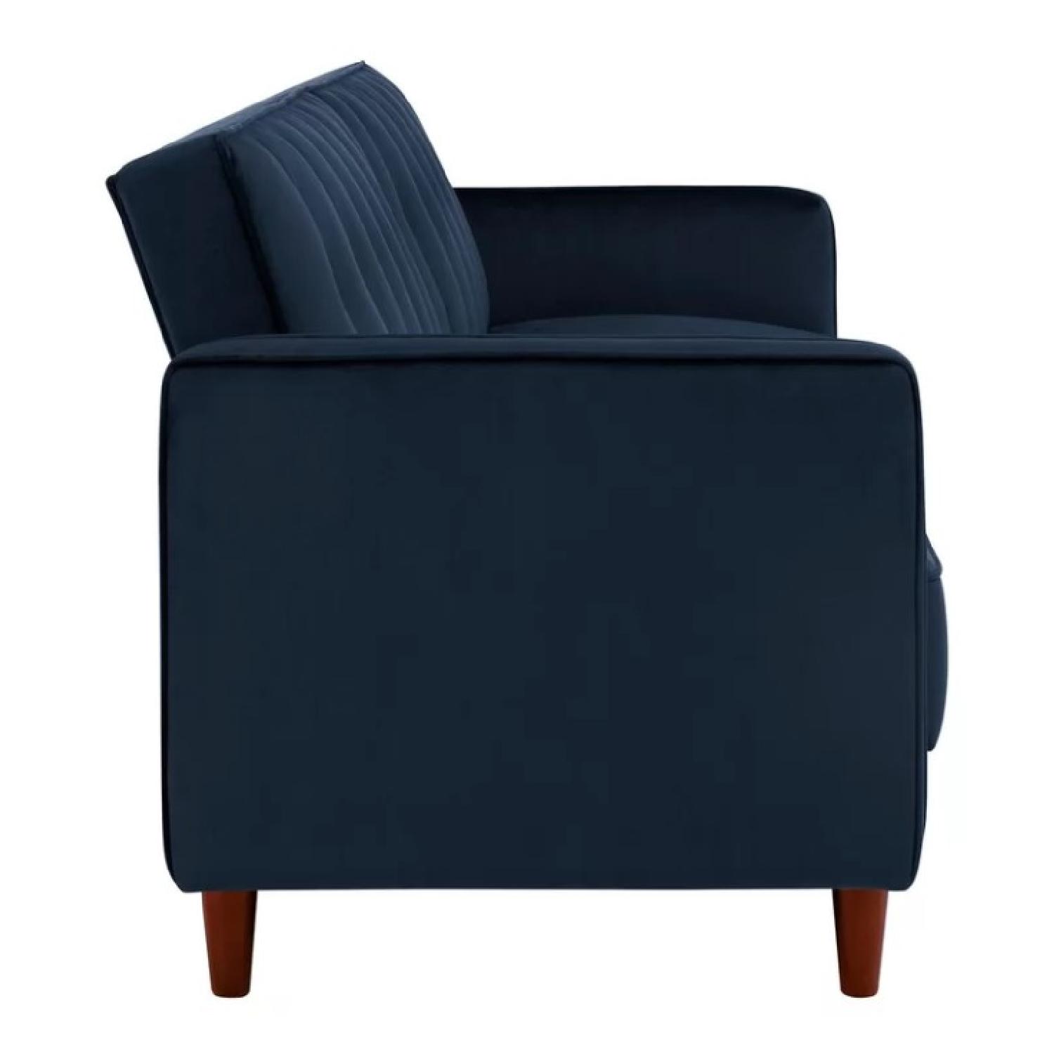 Willa Arlo Interiors Navy Blue Velvet Tufted Sleeper Sofa - image-4