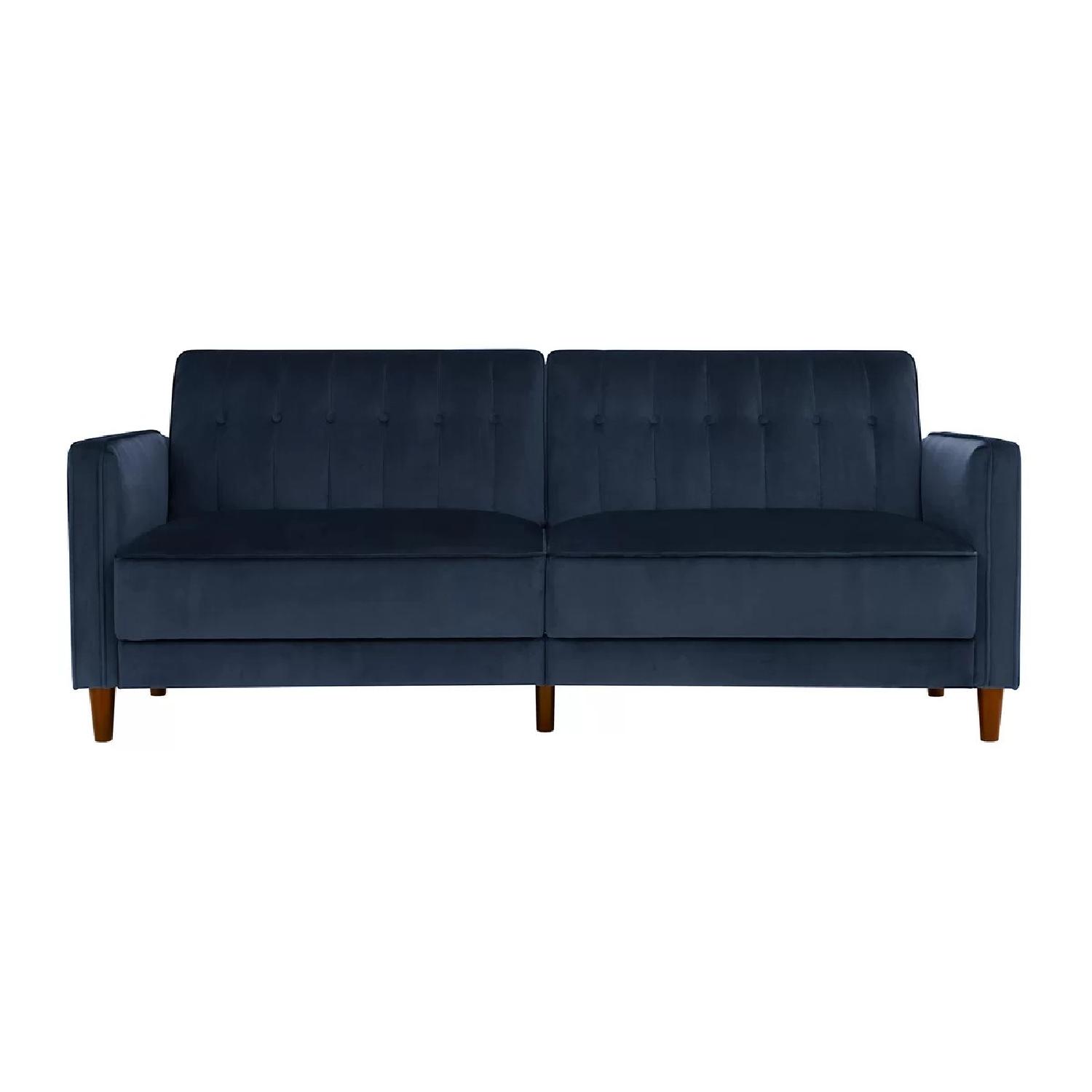Willa Arlo Interiors Navy Blue Velvet Tufted Sleeper Sofa - image-0