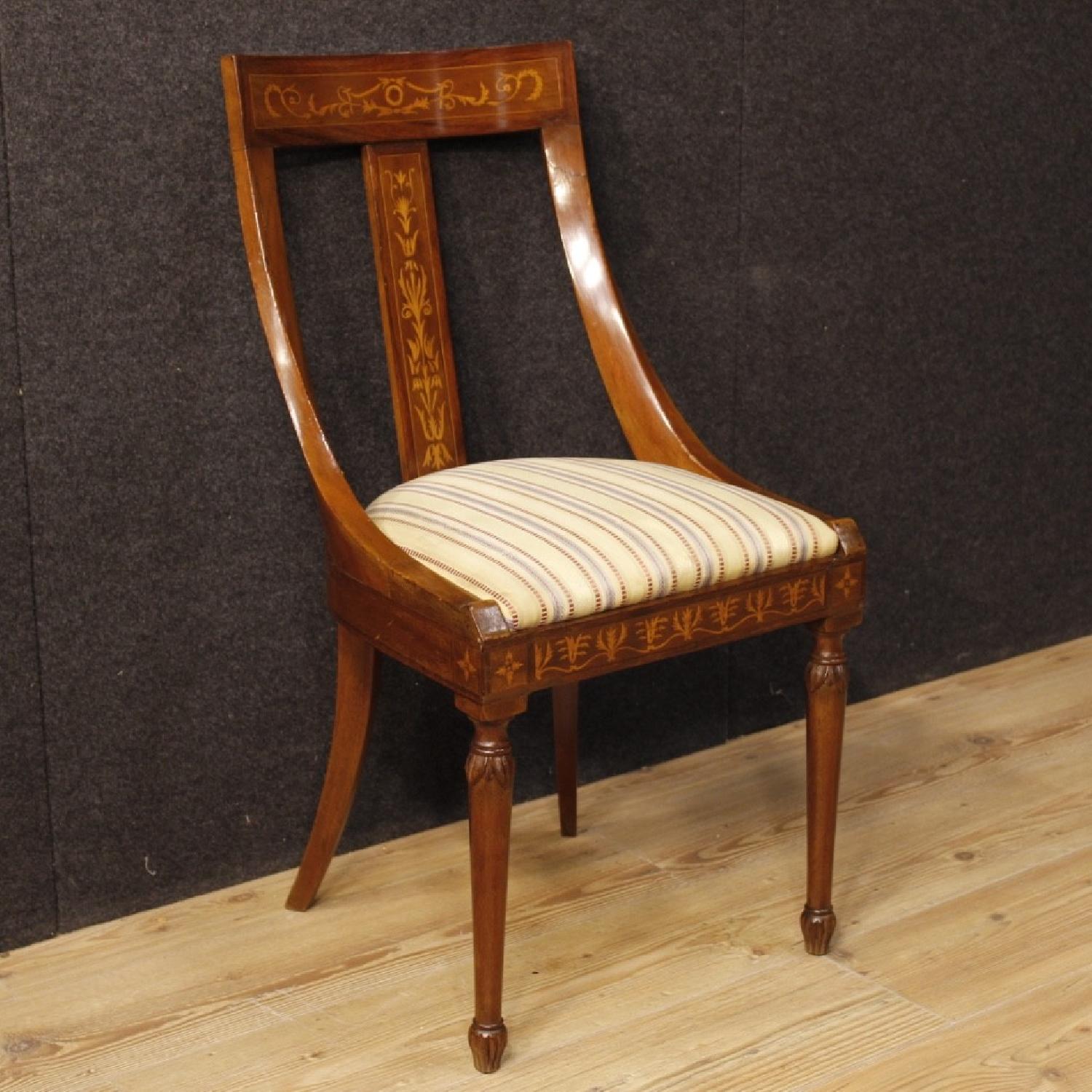 Italian Charles X Style Inlaid Chairs in Wood - image-1
