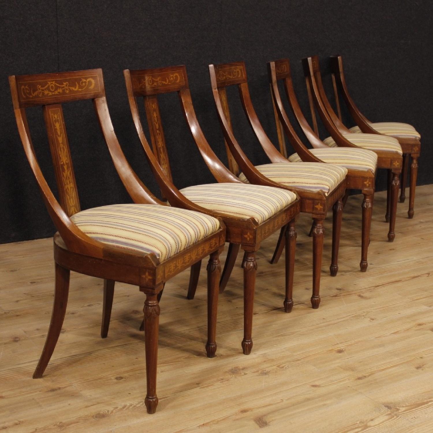Italian Charles X Style Inlaid Chairs in Wood - image-2