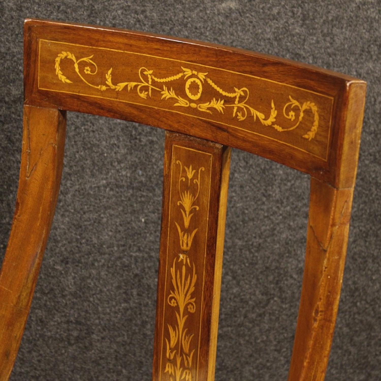 Italian Charles X Style Inlaid Chairs in Wood - image-7