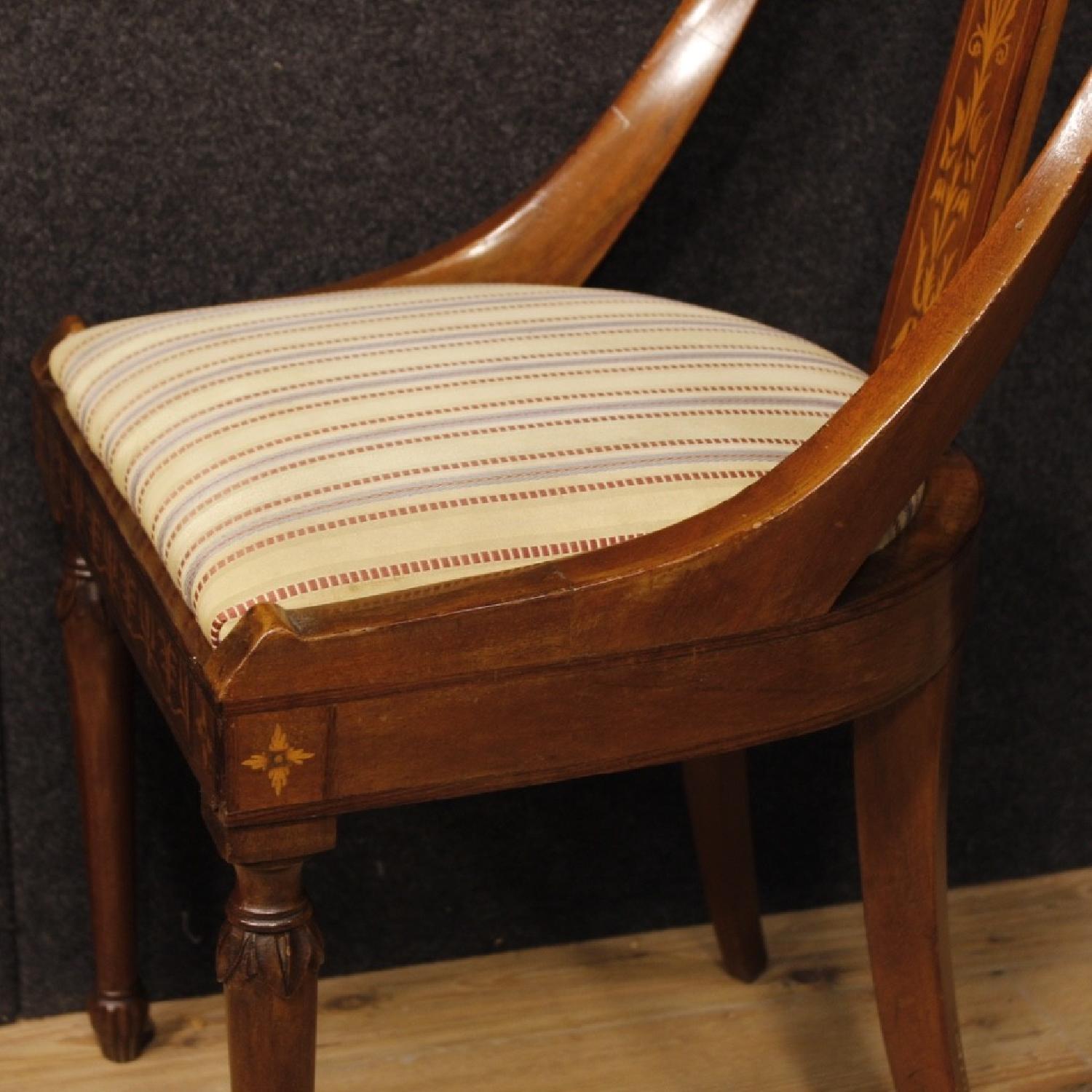 Italian Charles X Style Inlaid Chairs in Wood - image-9