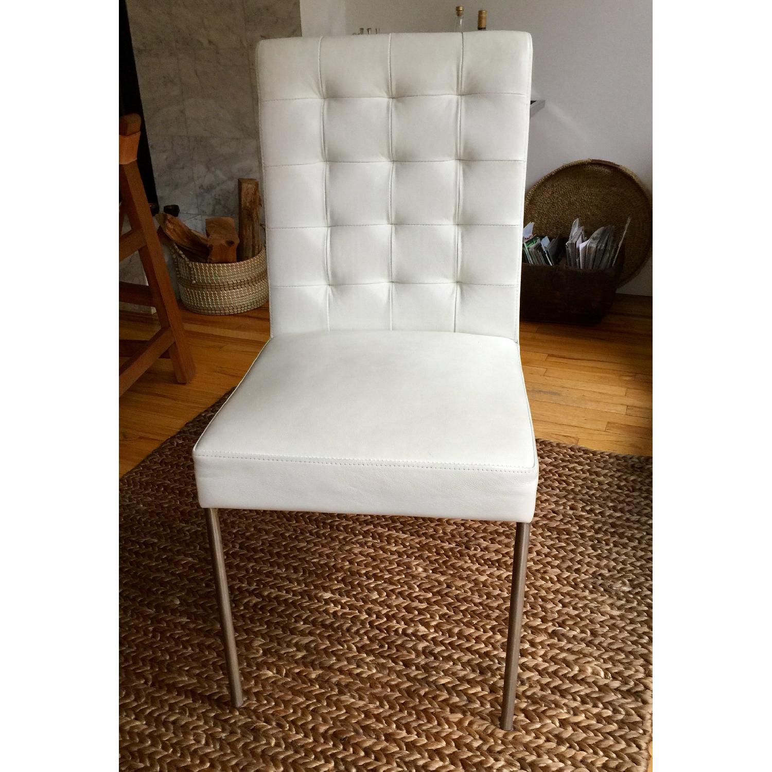 Indigo Furniture White Leather Tufted Dining Chair - image-1