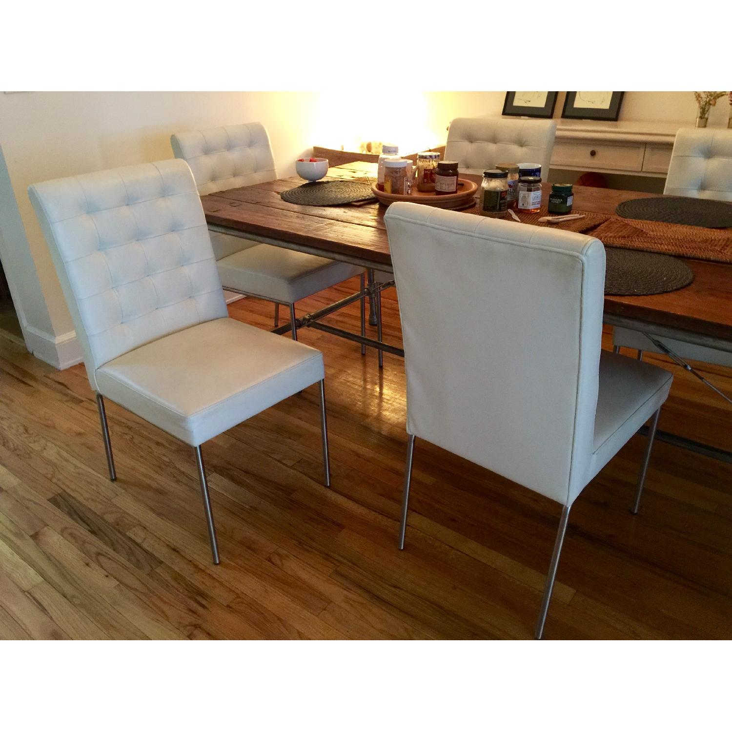 Indigo Furniture White Leather Tufted Dining Chair - image-3