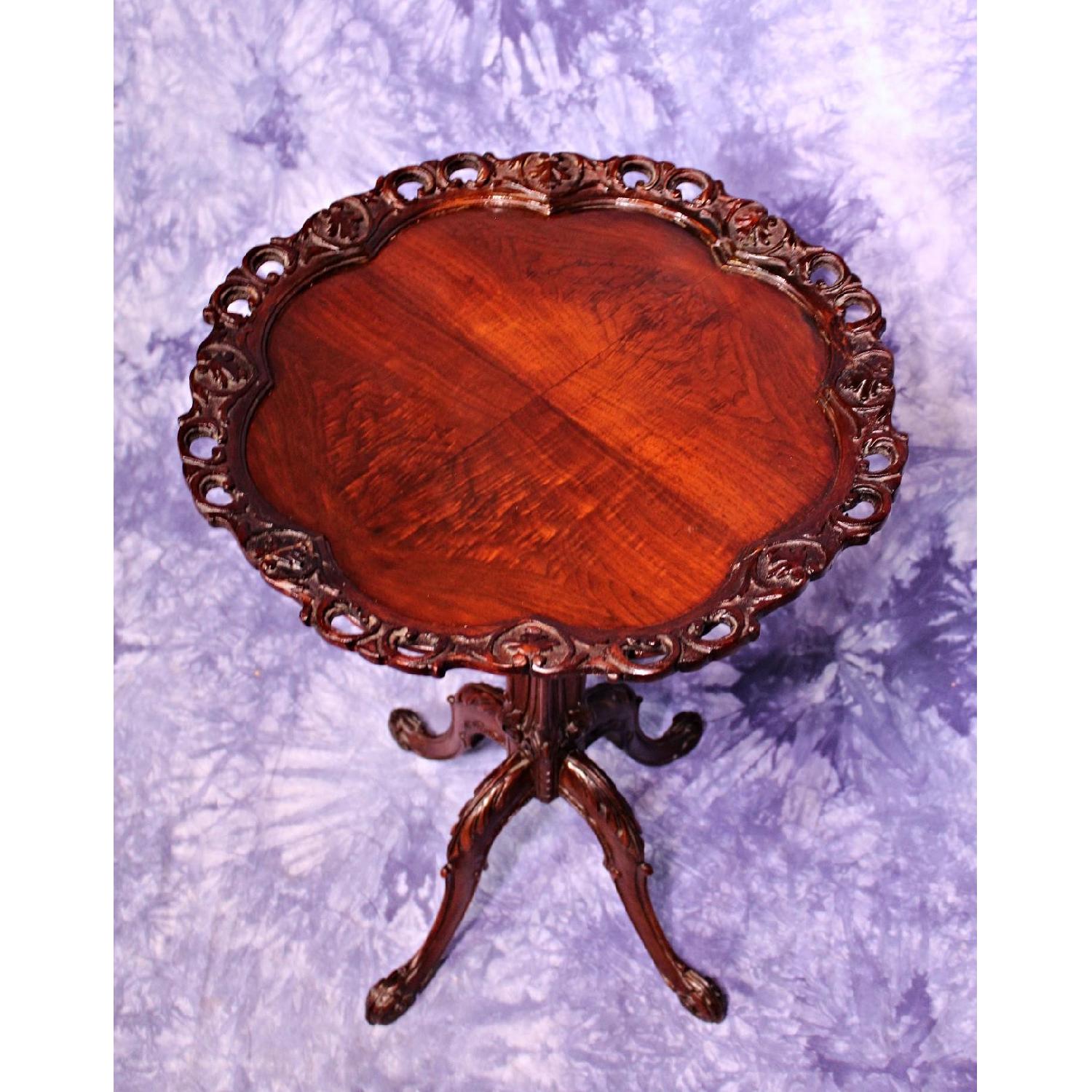 Carved Antique Mahogany Georgian Style Pedestal Side Table - image-1