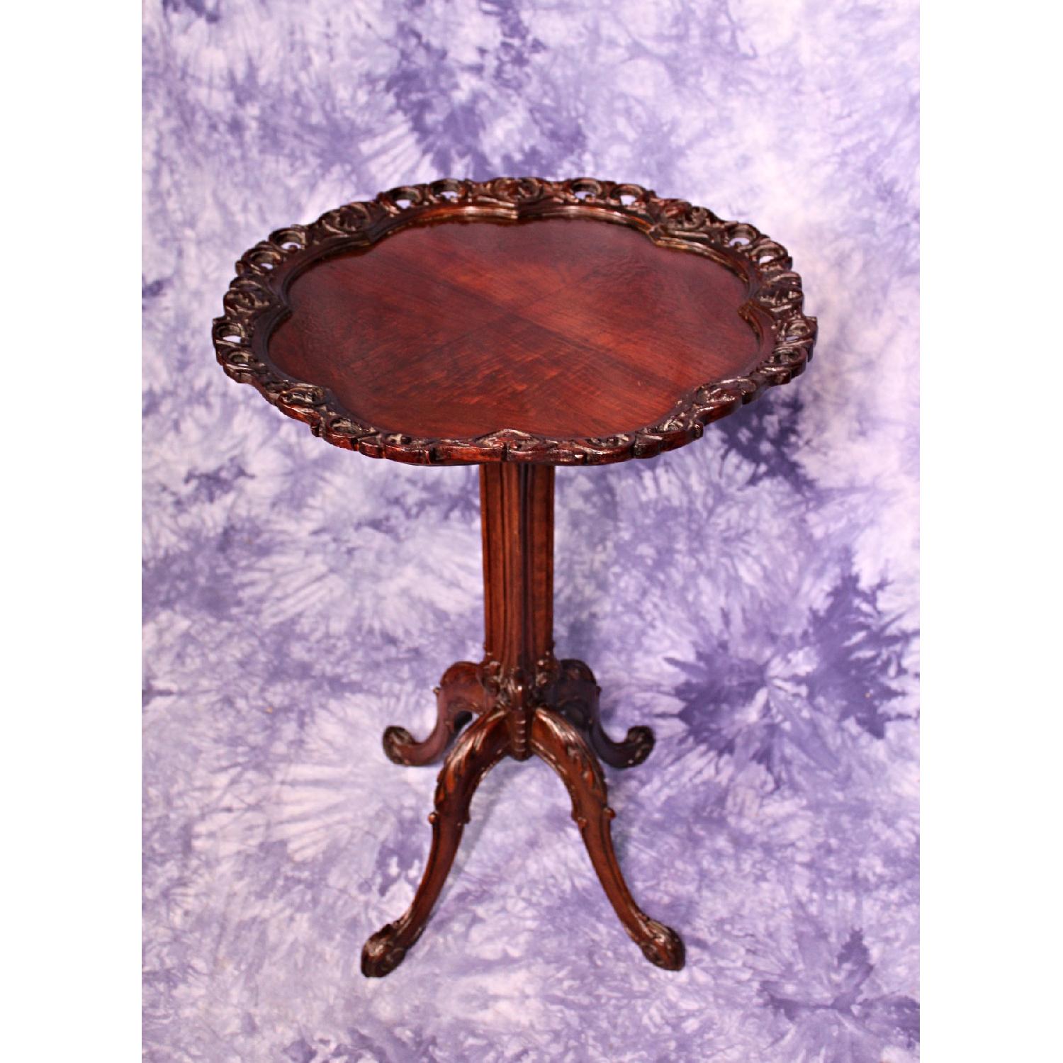 Carved Antique Mahogany Georgian Style Pedestal Side Table - image-2