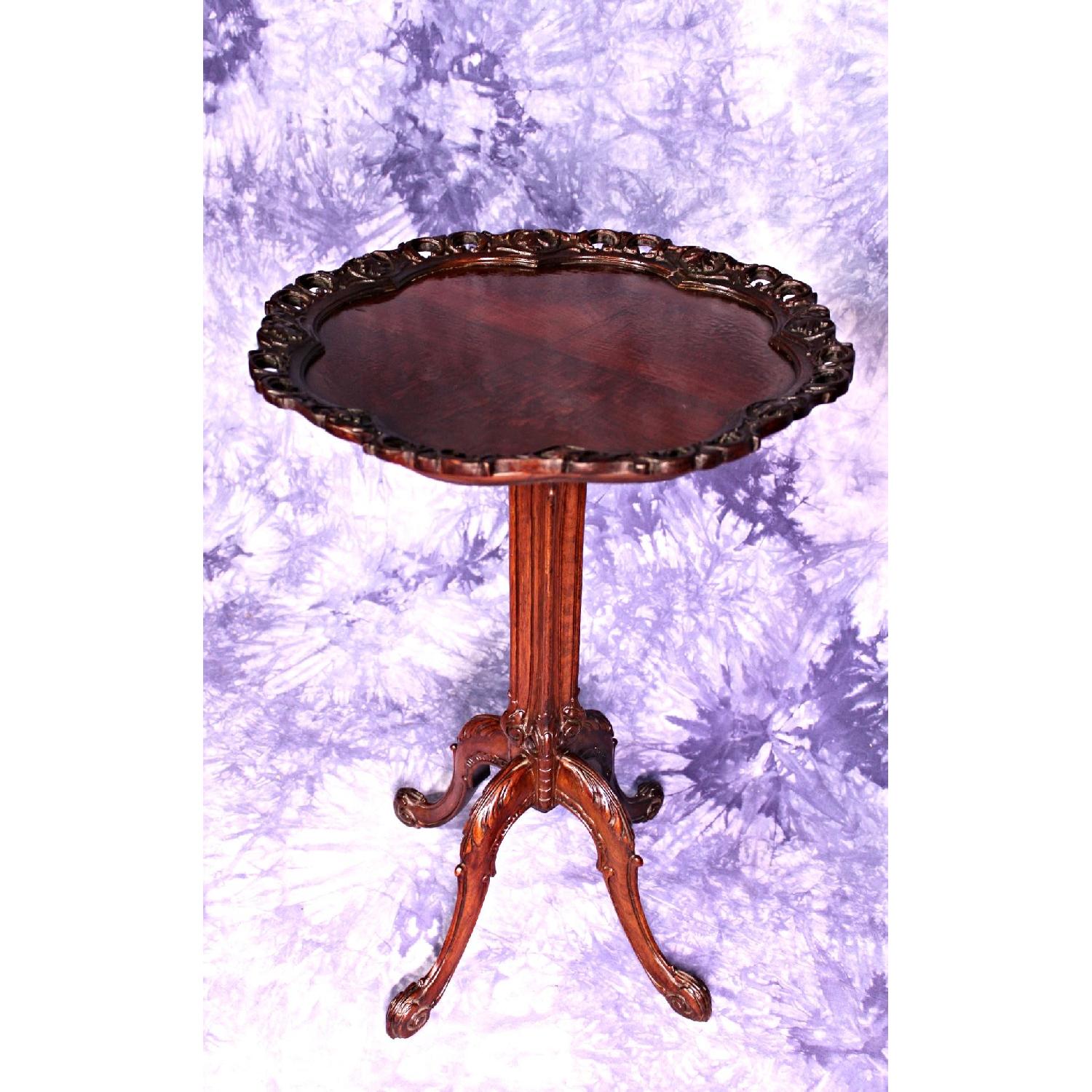 Carved Antique Mahogany Georgian Style Pedestal Side Table - image-4