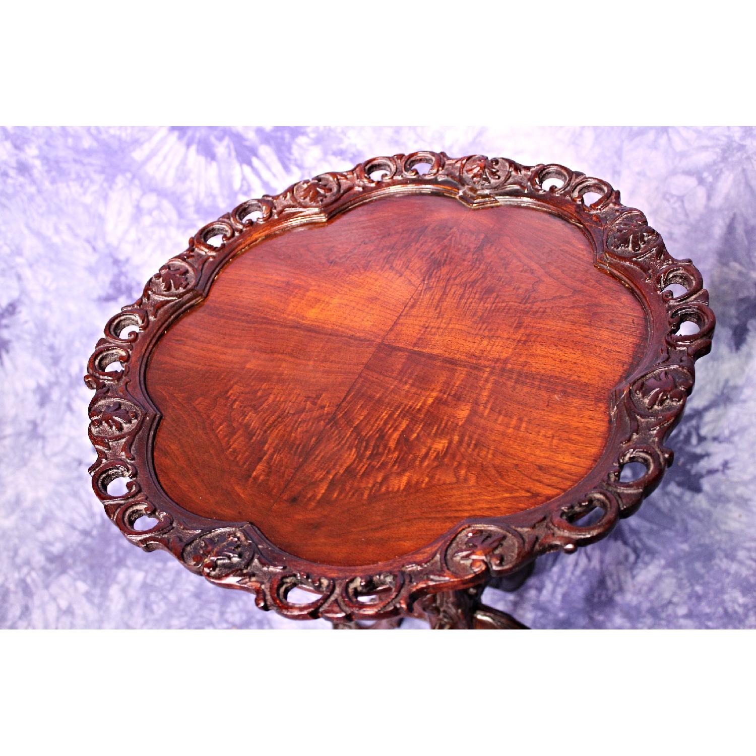 Carved Antique Mahogany Georgian Style Pedestal Side Table - image-5