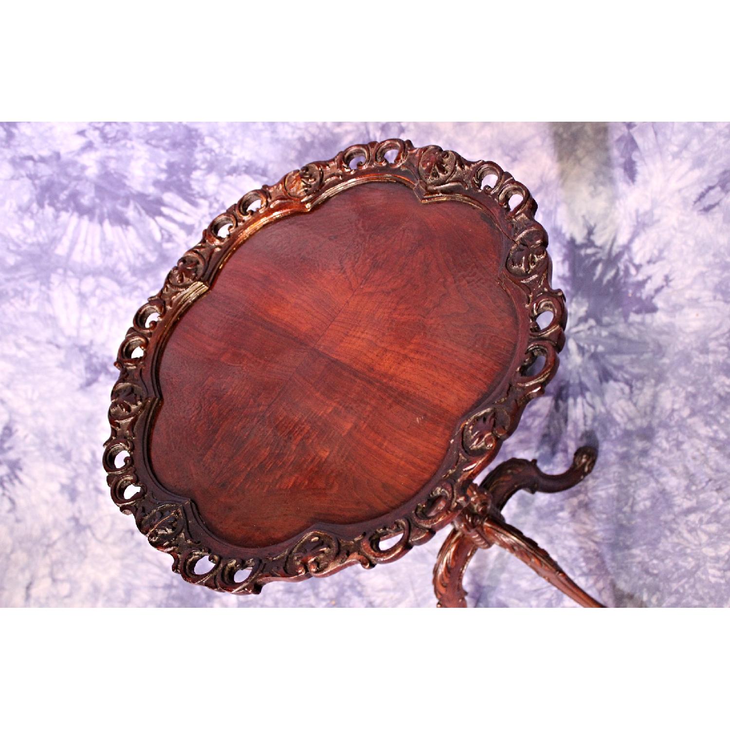 Carved Antique Mahogany Georgian Style Pedestal Side Table - image-8