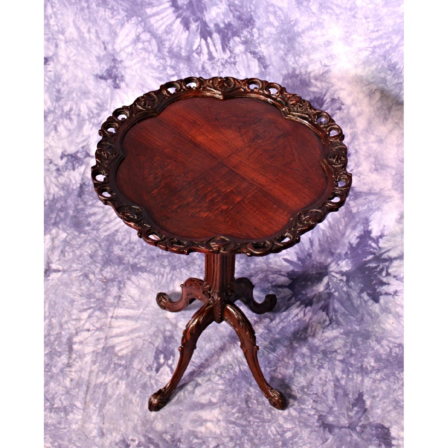 Carved Antique Mahogany Georgian Style Pedestal Side Table - image-9