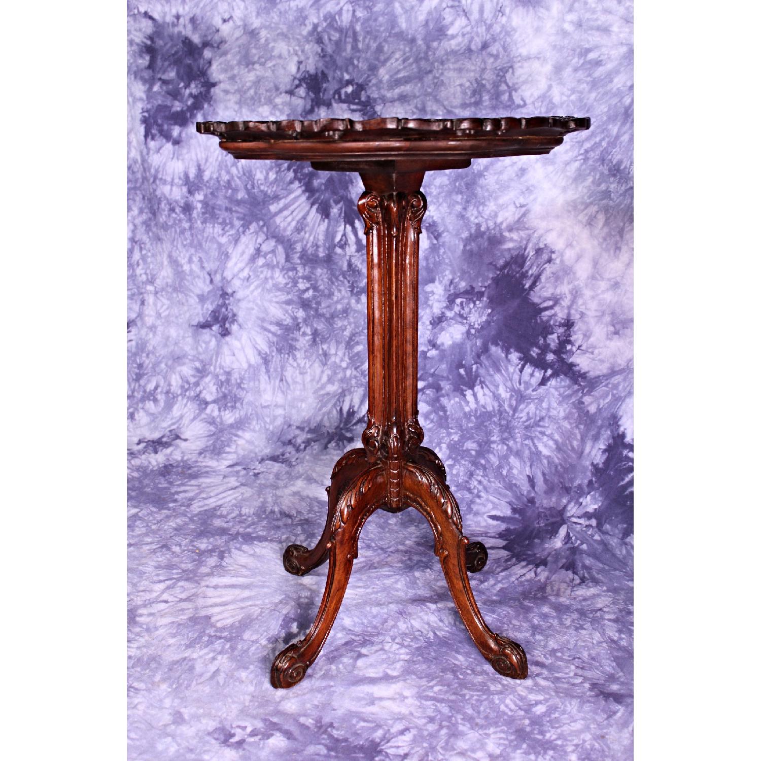 Carved Antique Mahogany Georgian Style Pedestal Side Table - image-10