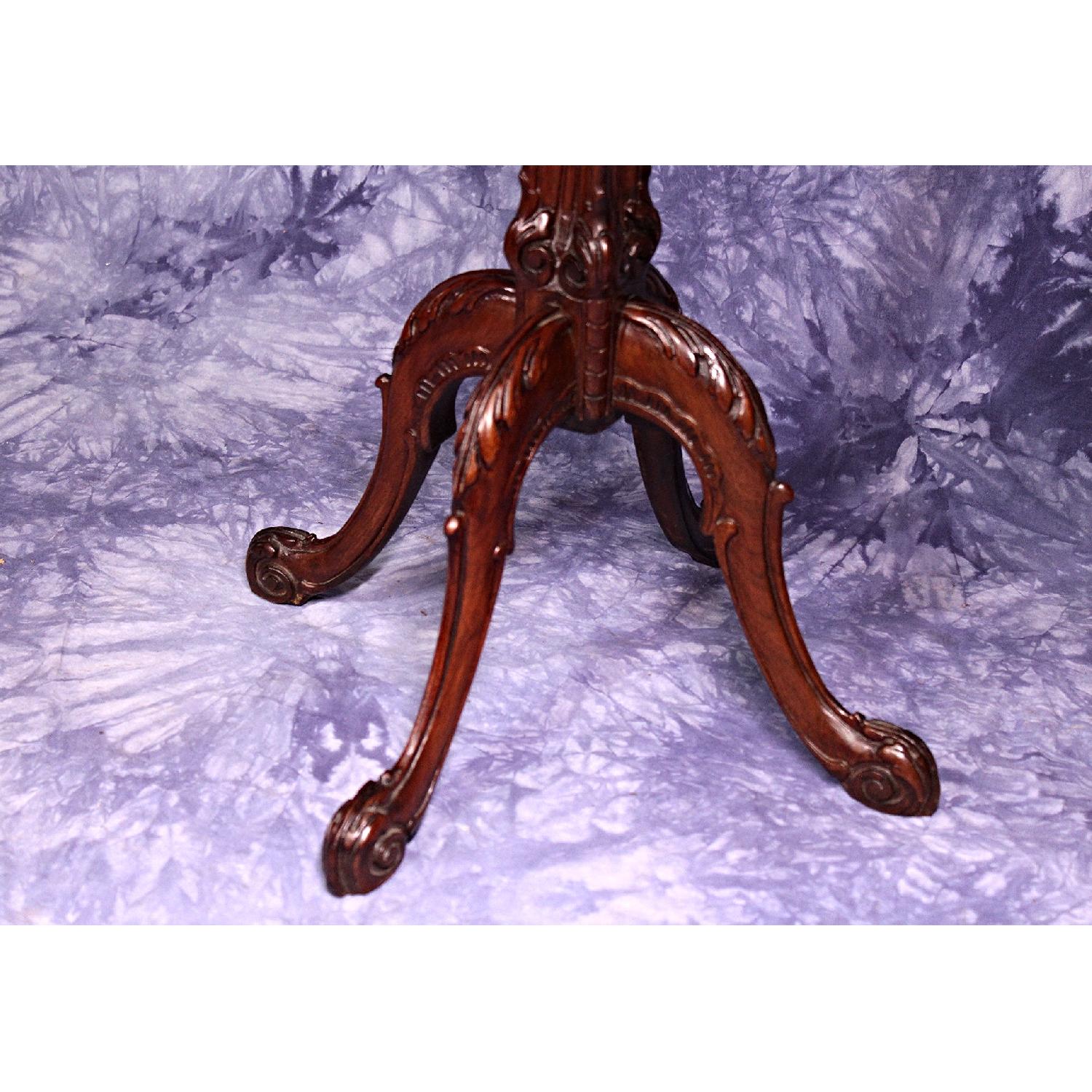 Carved Antique Mahogany Georgian Style Pedestal Side Table - image-11