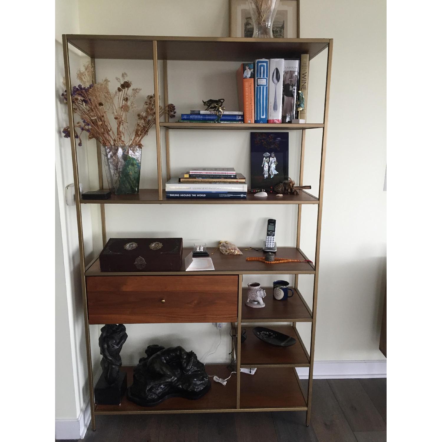 West Elm Nook Walnut/Antiqued-Brass Wide Shelving Unit - image-2